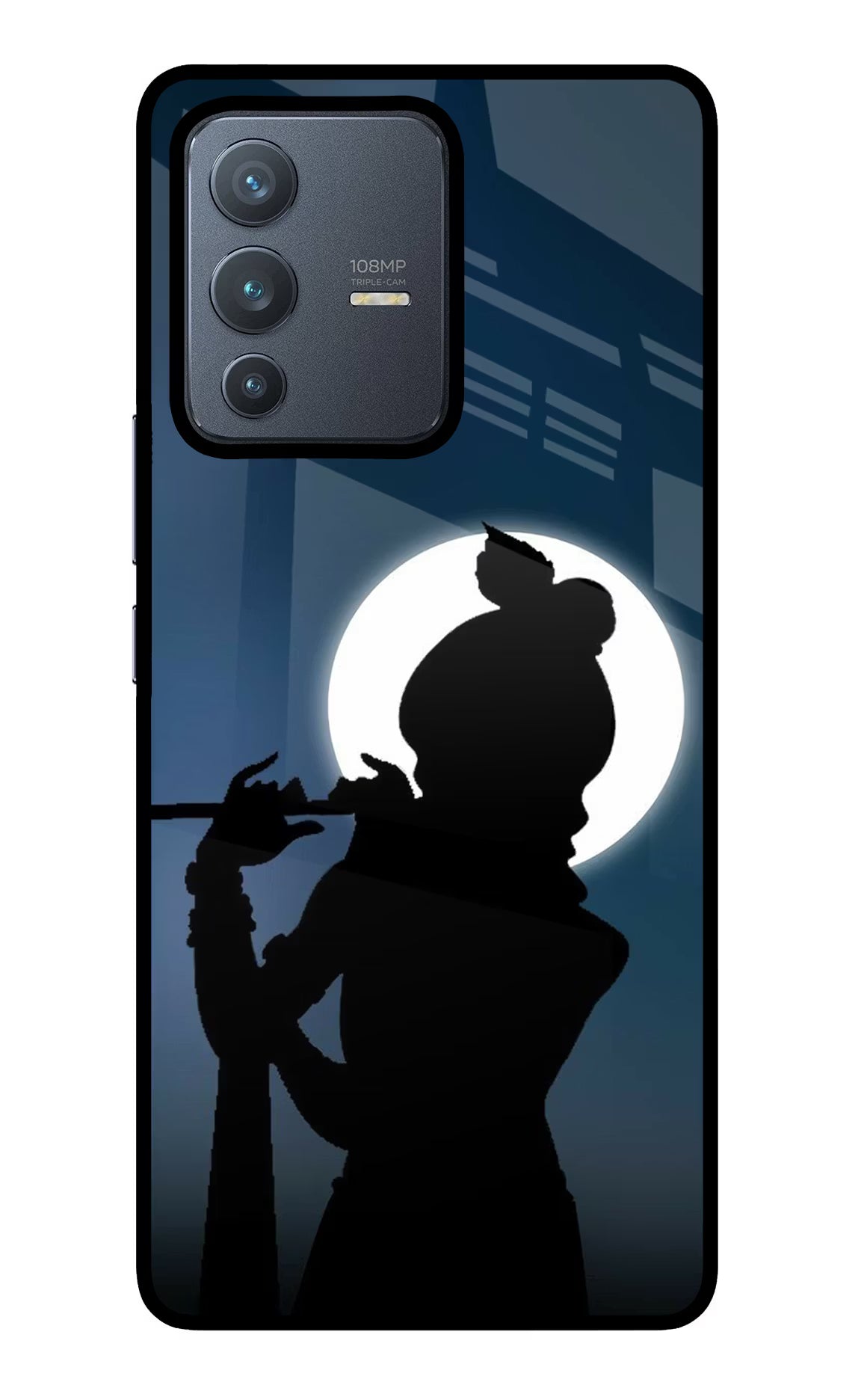 Shri Krishna Silhouette Vivo V23 Pro 5G Back Cover - Shri Krishna Silhouette Vivo V23 Pro 5G Glass Case Back Cover by Casekaro Shri Krishna Silhouette Vivo V23 Pro 5G Glass Case Back Cover by Casekaro