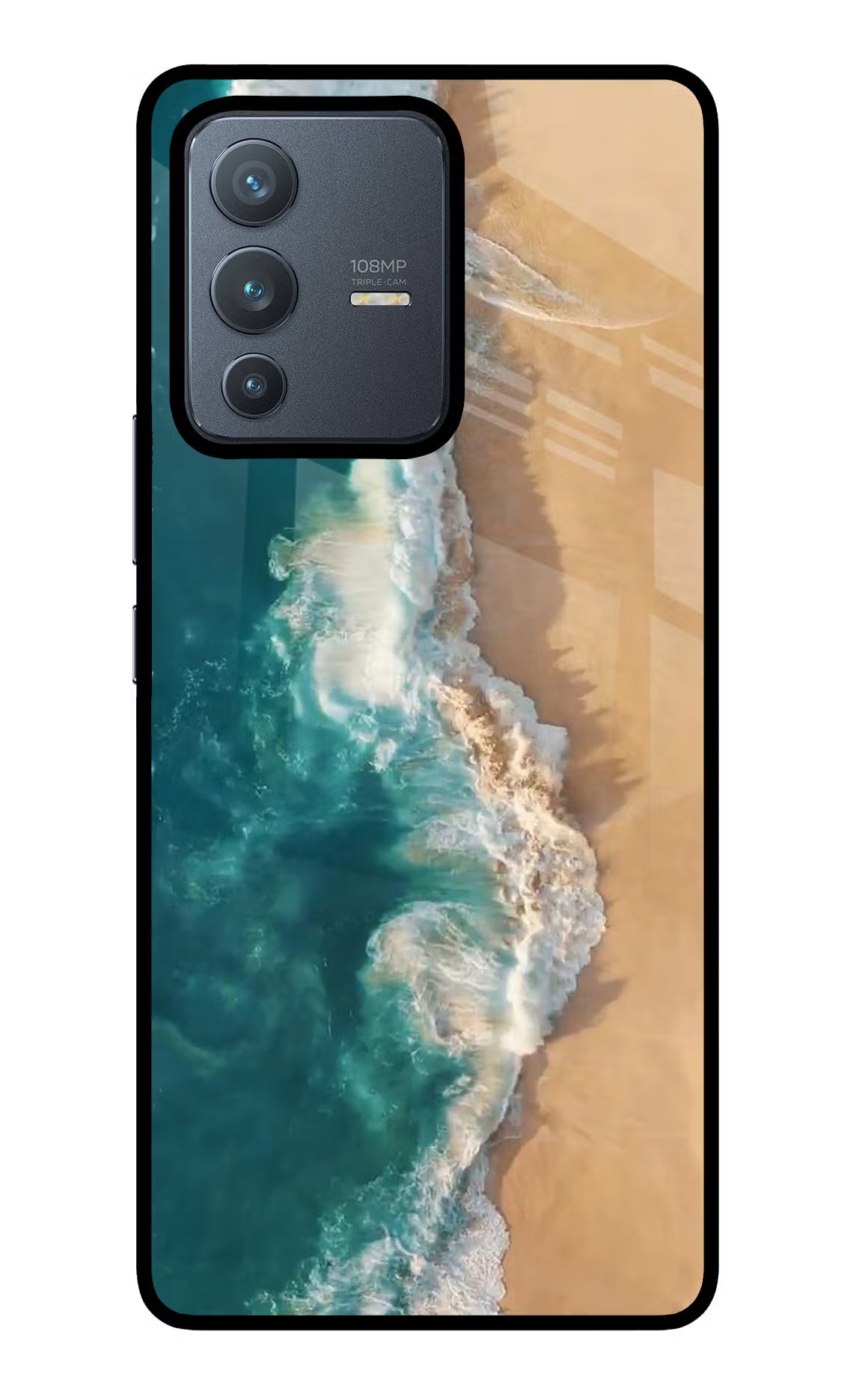 Ocean Beach Vivo V23 Pro 5G Back Cover - Ocean Beach Vivo V23 Pro 5G Glass Case Back Cover by Casekaro Ocean Beach Vivo V23 Pro 5G Glass Case Back Cover by Casekaro