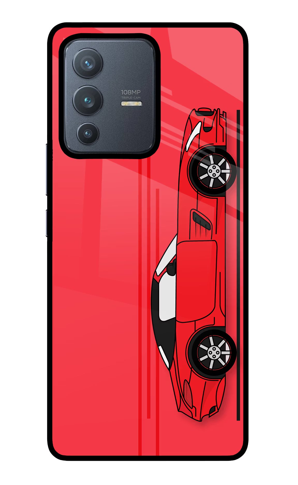 Red Velocity Vivo V23 Pro 5G Back Cover - Red Velocity Vivo V23 Pro 5G Glass Case Back Cover by Casekaro Red Velocity Vivo V23 Pro 5G Glass Case Back Cover by Casekaro