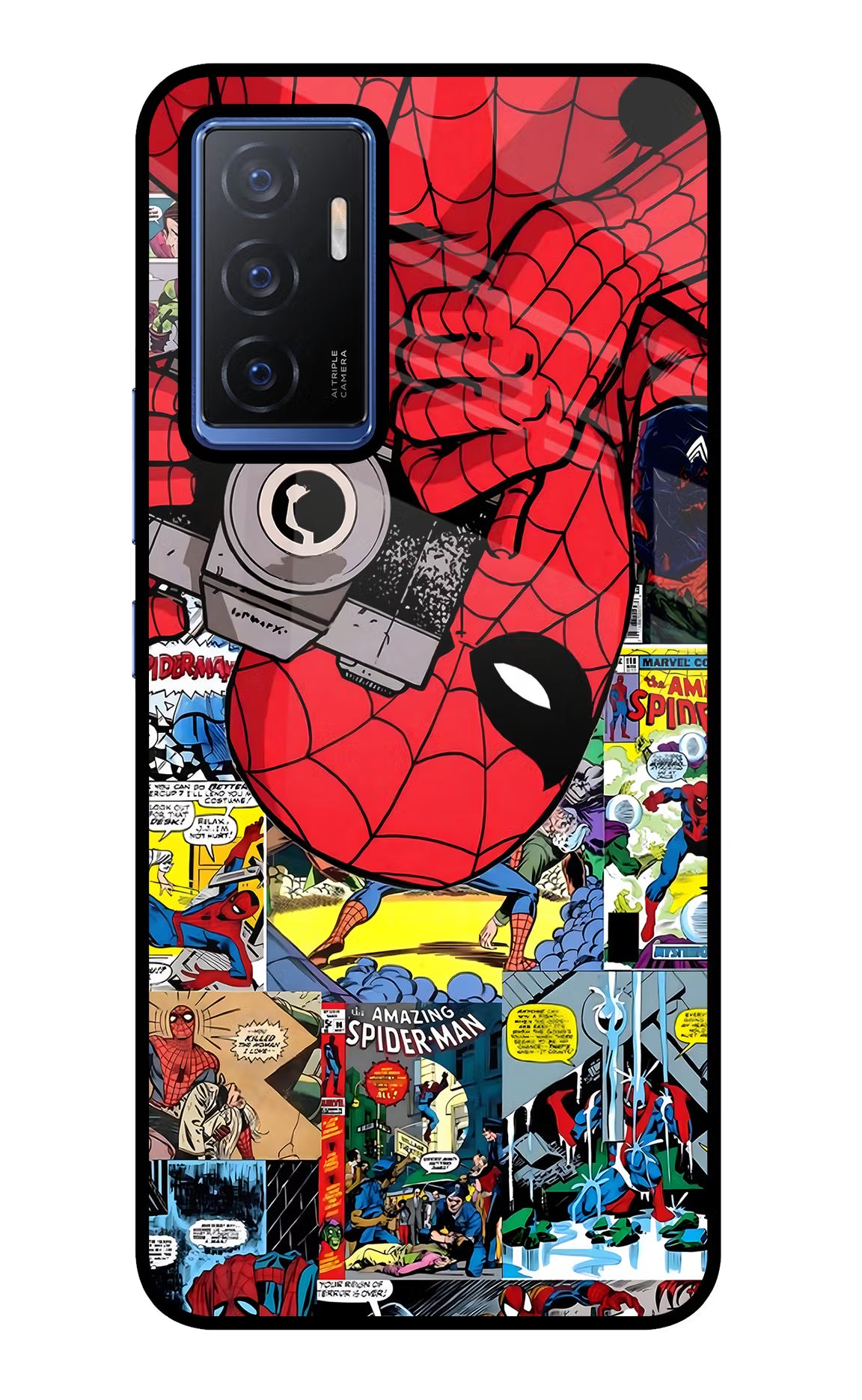 Spider Man Vivo V23E 5G Glass Case - Spider Man Vivo V23E 5G Glass Case Spider Man Vivo V23E 5G Glass Case