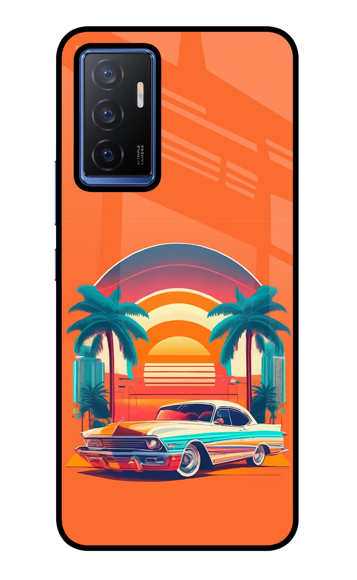 Palm Drive 80s Vivo V23E 5G Glass Case - Palm Drive 80s Vivo V23E 5G Glass Case Palm Drive 80s Vivo V23E 5G Glass Case