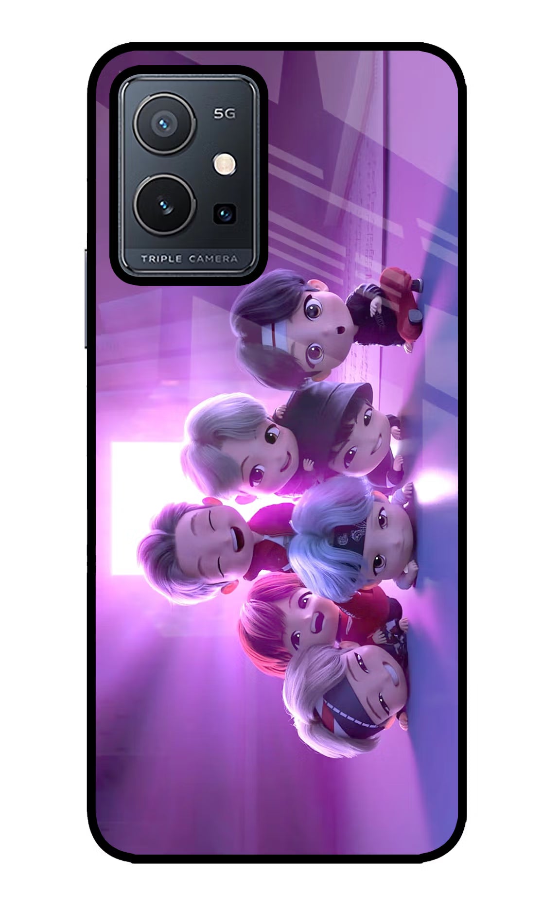 BTS Chibi Vivo Y75 5G/Vivo T1 5G Glass Case - BTS Chibi Vivo Y75 5G/Vivo T1 5G Glass Case BTS Chibi Vivo Y75 5G/Vivo T1 5G Glass Case