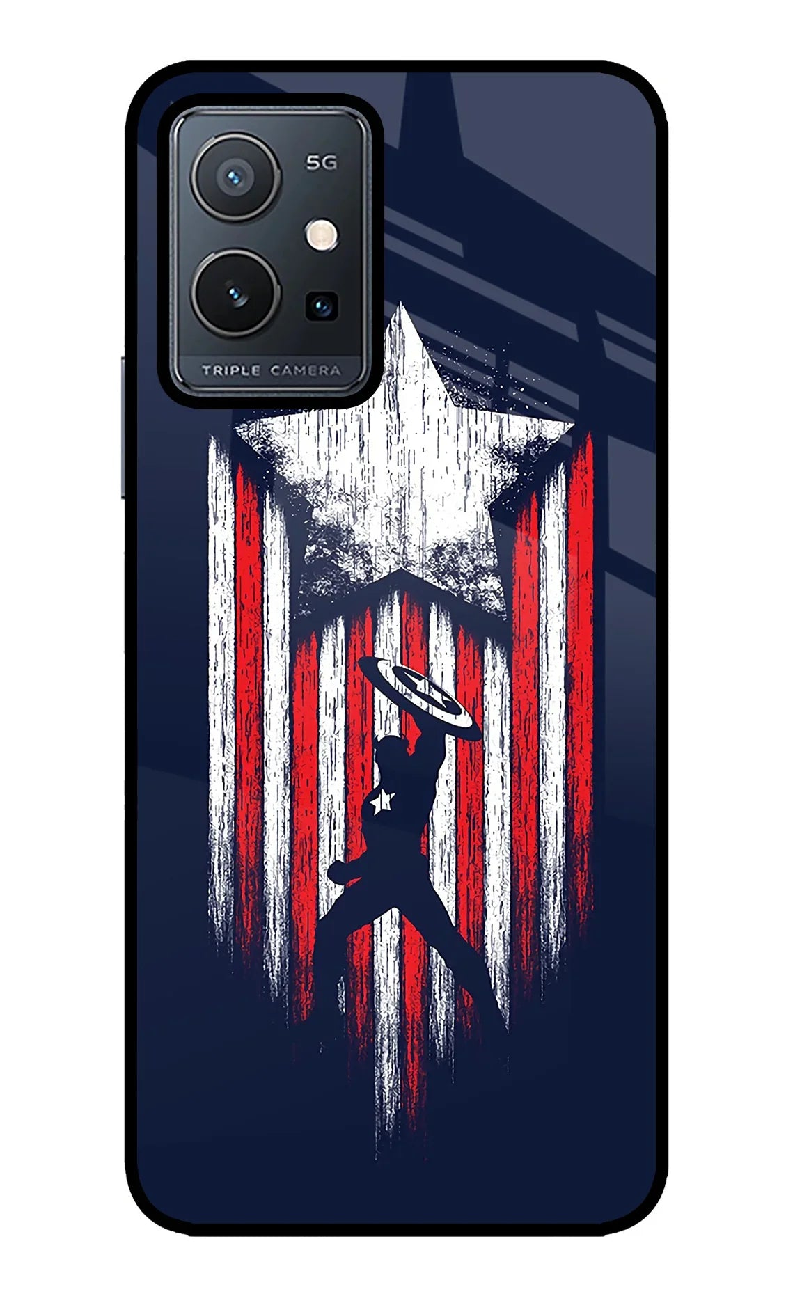 Captain America Marvel Art Vivo Y75 5G/Vivo T1 5G Glass Case - Captain America Marvel Art Vivo Y75 5G/Vivo T1 5G Glass Case Captain America Marvel Art Vivo Y75 5G/Vivo T1 5G Glass Case
