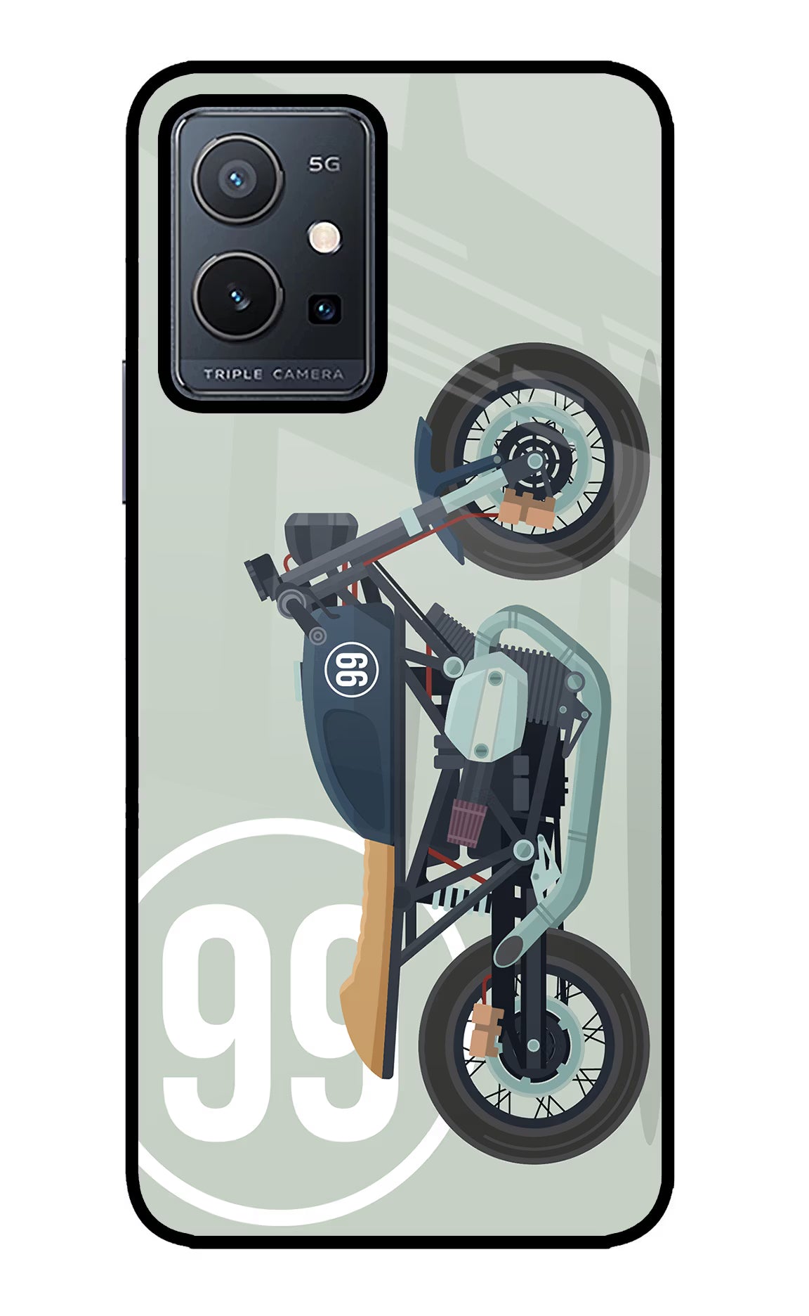 Classic Cafe Racer 99 Vivo Y75 5G/Vivo T1 5G Glass Case - Classic Cafe Racer 99 Vivo Y75 5G/Vivo T1 5G Glass Case Classic Cafe Racer 99 Vivo Y75 5G/Vivo T1 5G Glass Case