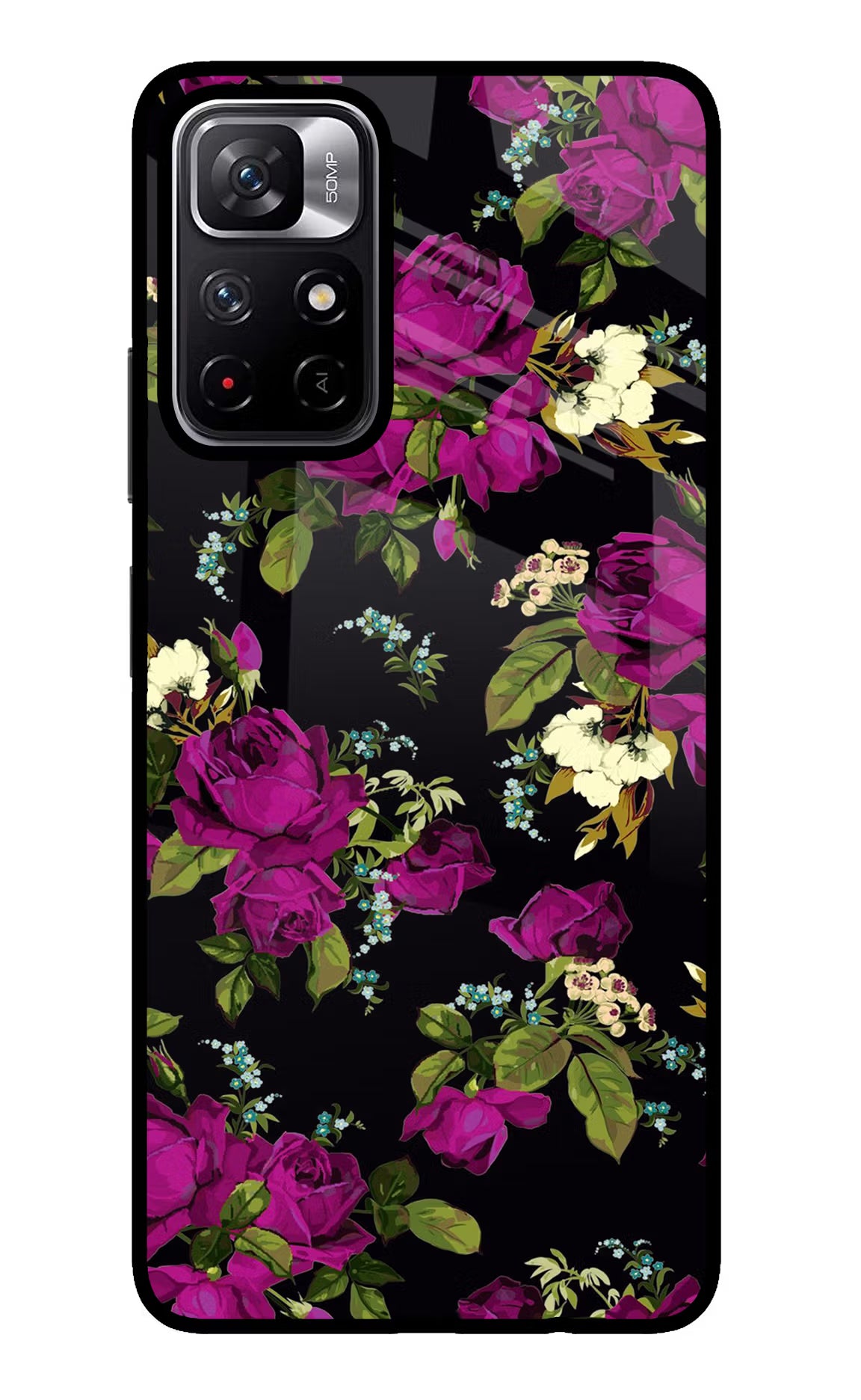 Flowers Poco M4 Pro 5G Glass Case - Flowers Poco M4 Pro 5G Glass Case Flowers Poco M4 Pro 5G Glass Case