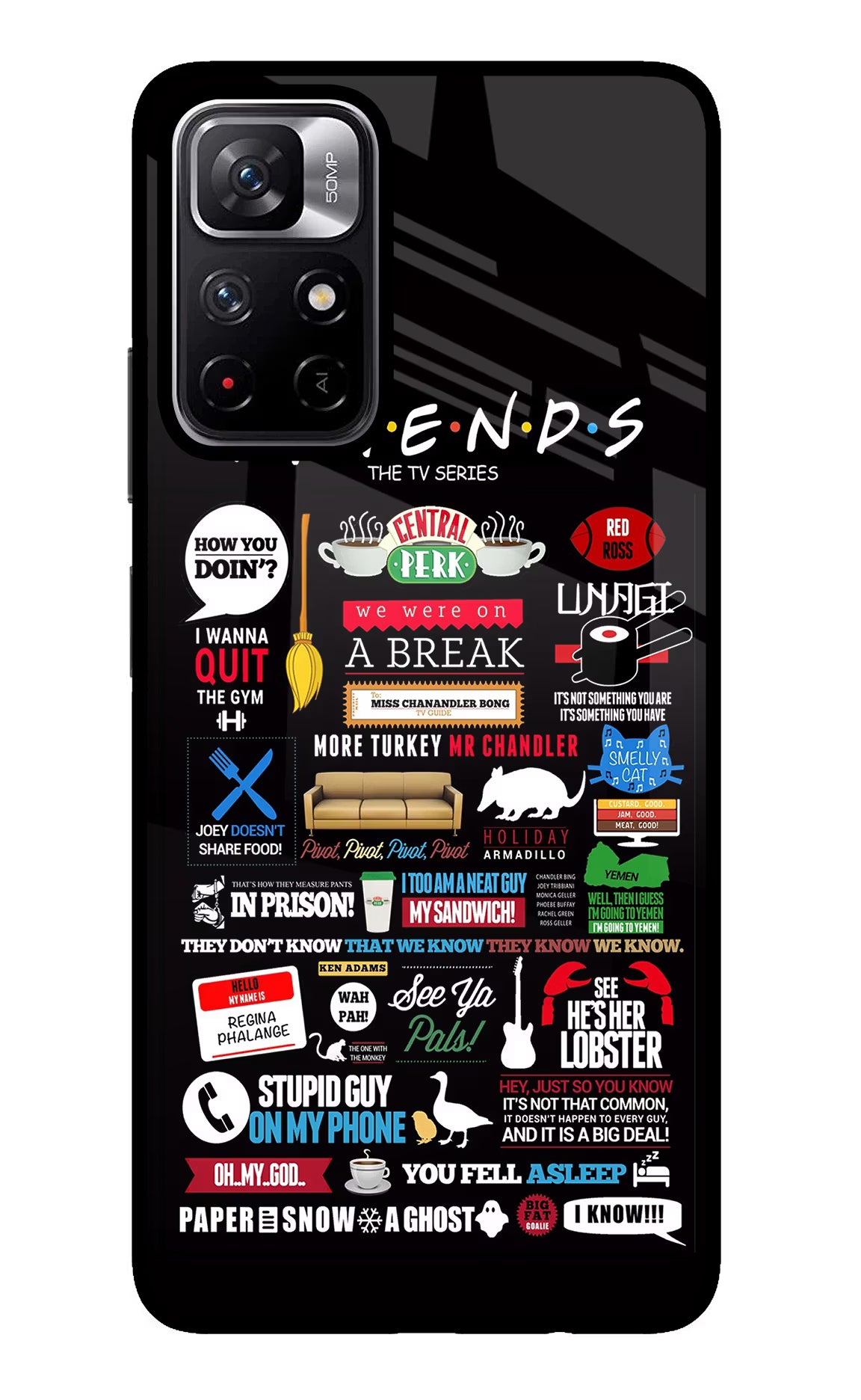 FRIENDS Poco M4 Pro 5G Glass Case - FRIENDS Poco M4 Pro 5G Glass Case FRIENDS Poco M4 Pro 5G Glass Case