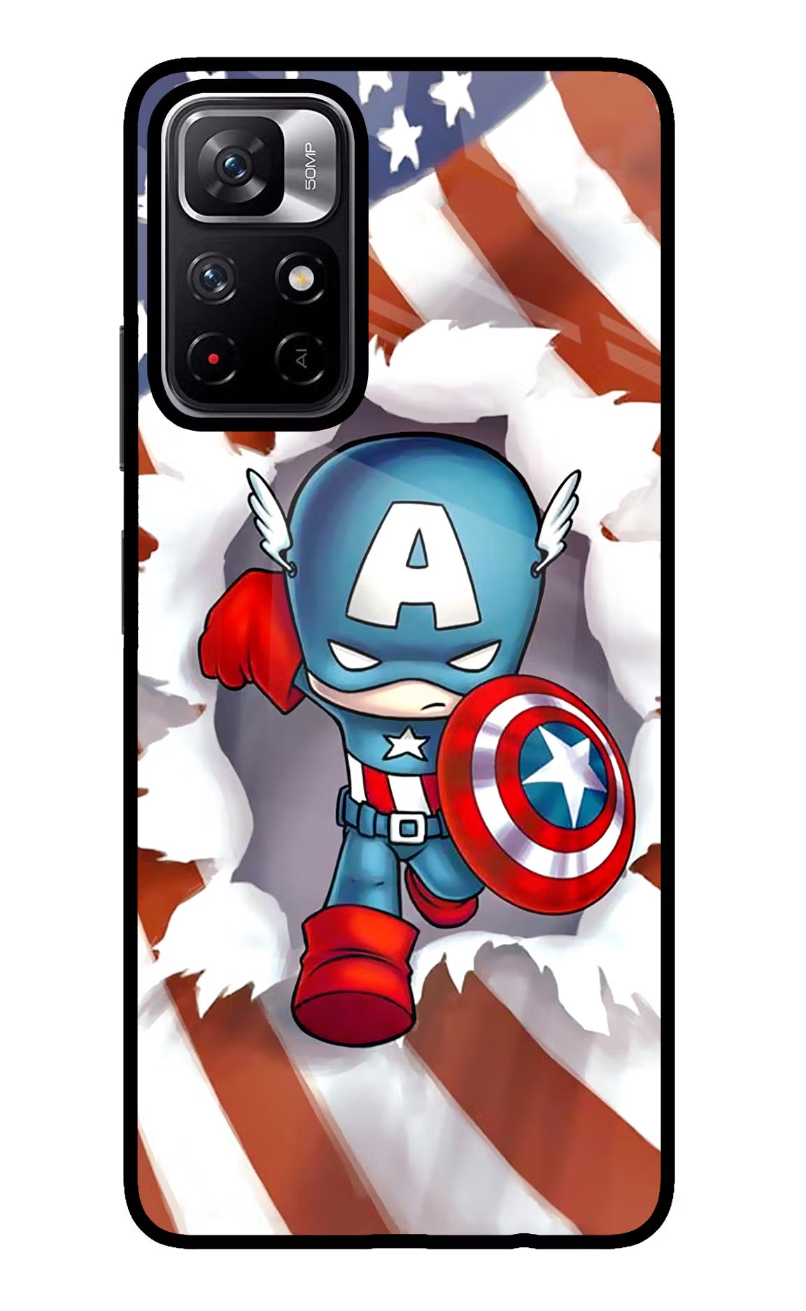 Captain America Poco M4 Pro 5G Glass Case - Captain America Poco M4 Pro 5G Glass Case Captain America Poco M4 Pro 5G Glass Case