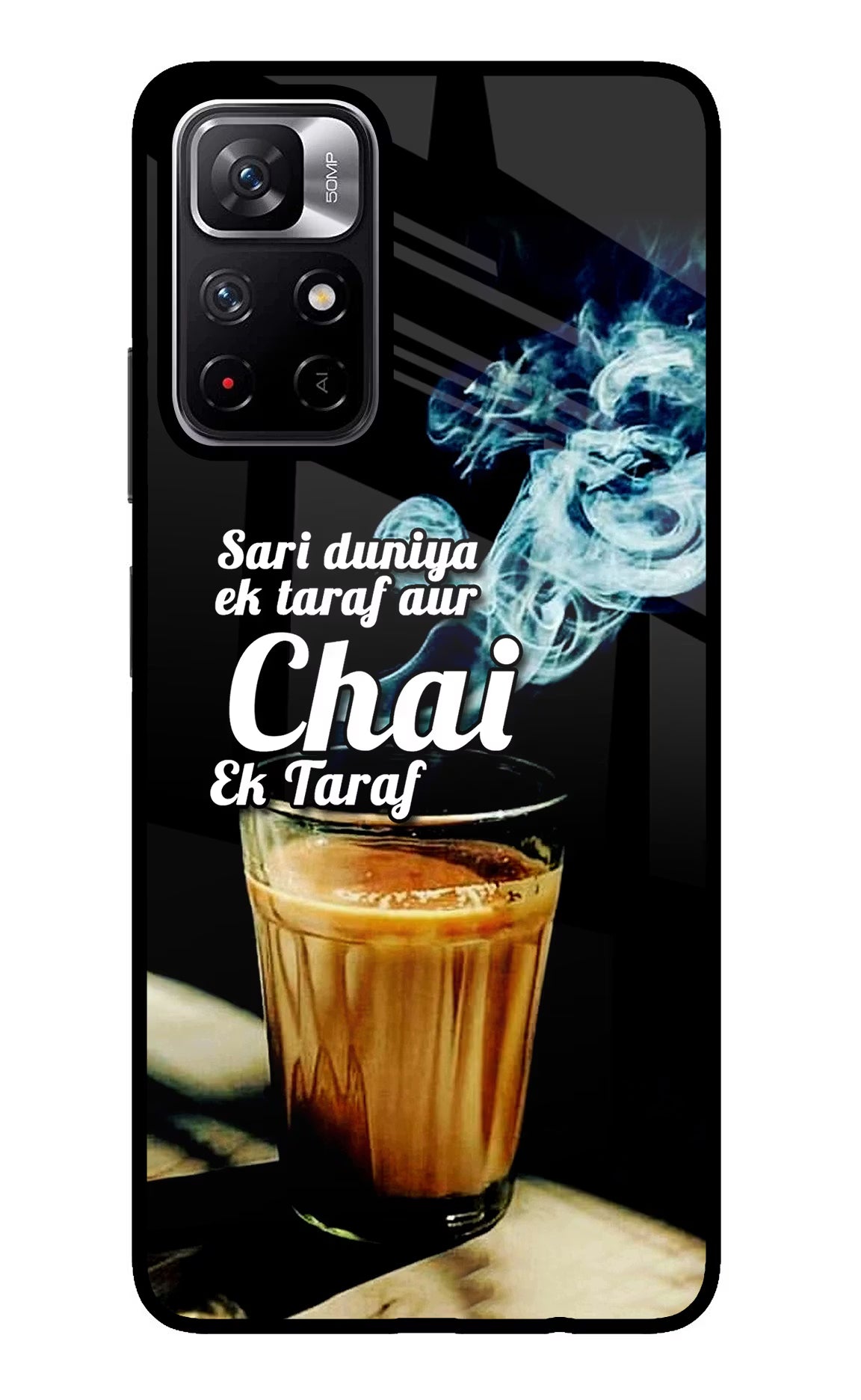 Chai Ek Taraf Quote Poco M4 Pro 5G Glass Case - Chai Ek Taraf Quote Poco M4 Pro 5G Glass Case Chai Ek Taraf Quote Poco M4 Pro 5G Glass Case