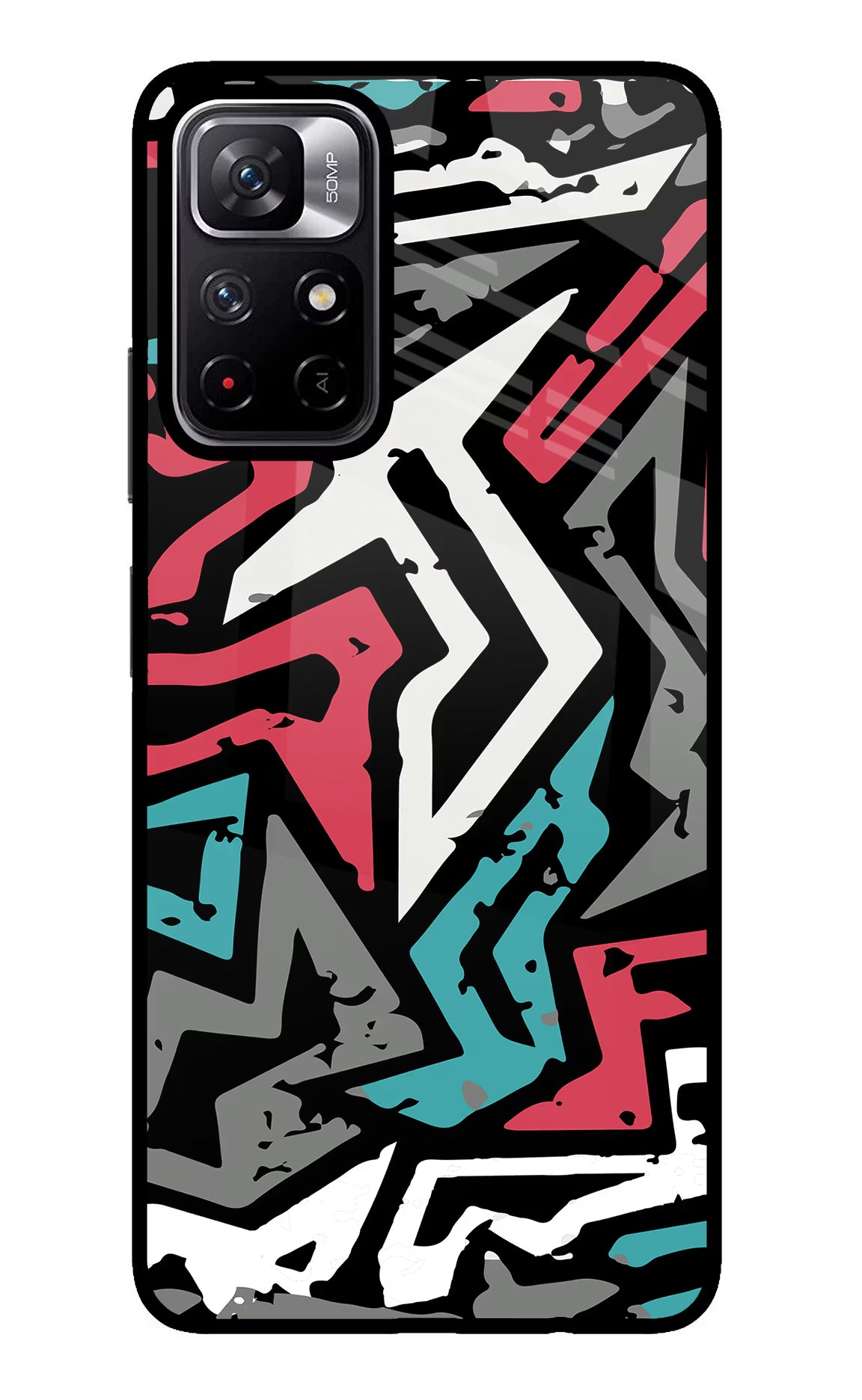 Geometric Graffiti Poco M4 Pro 5G Glass Case - Geometric Graffiti Poco M4 Pro 5G Glass Case Geometric Graffiti Poco M4 Pro 5G Glass Case