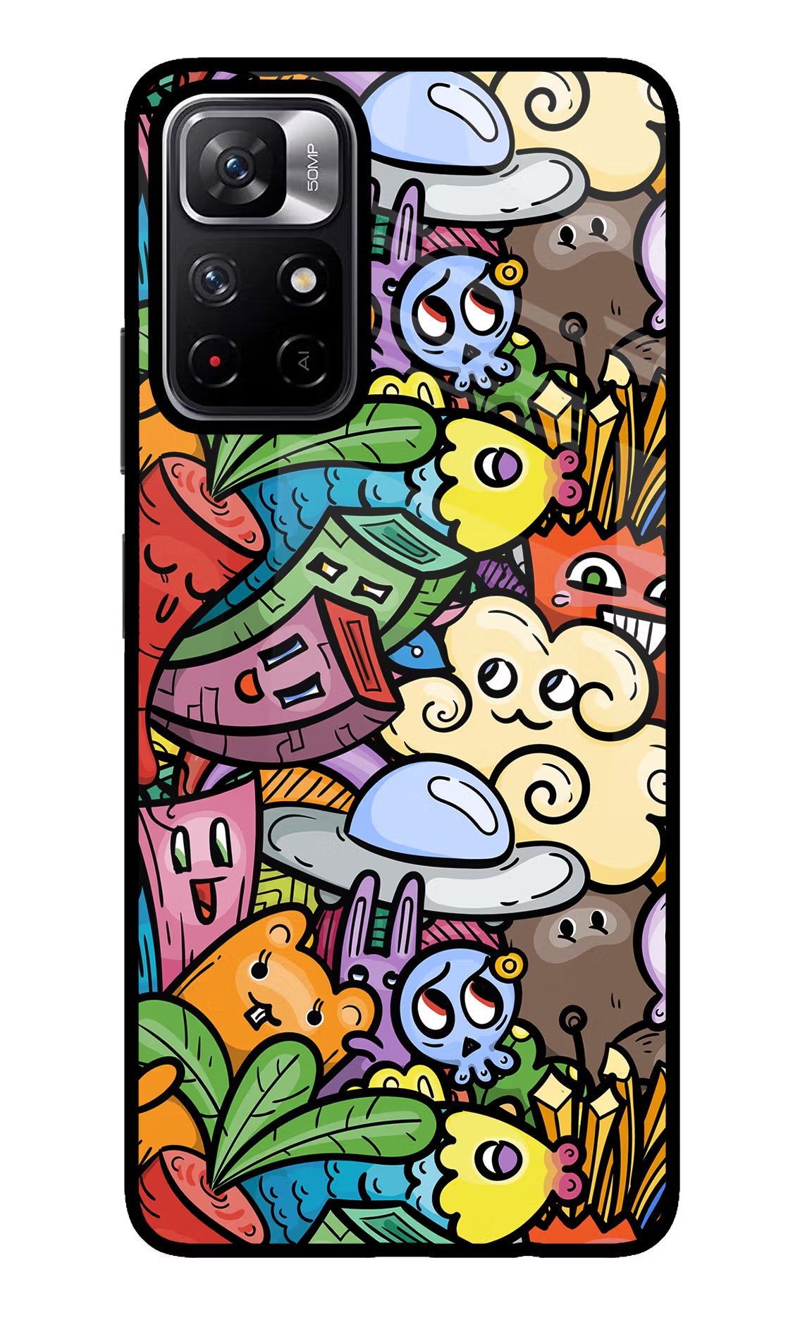 Veggie Doodle Poco M4 Pro 5G Glass Case - Veggie Doodle Poco M4 Pro 5G Glass Case Veggie Doodle Poco M4 Pro 5G Glass Case