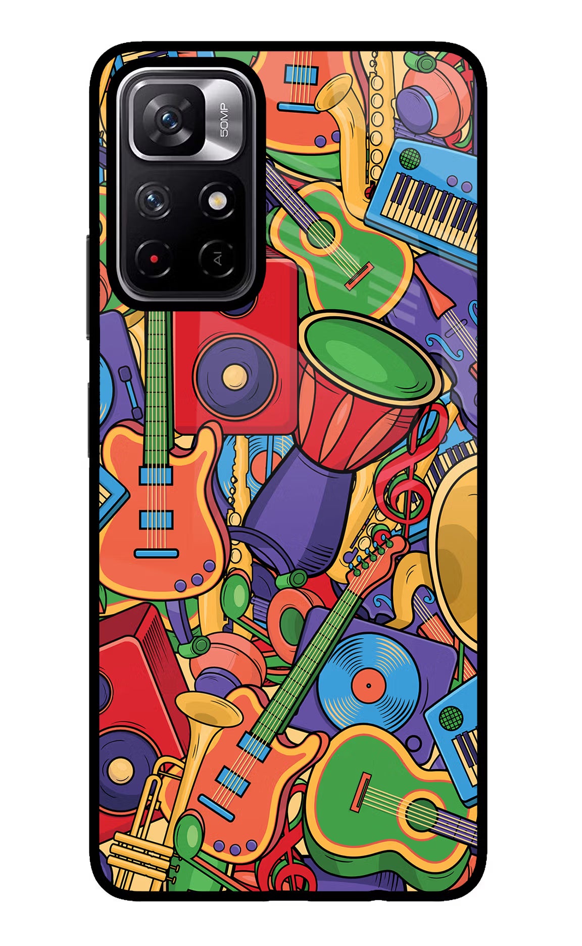 Music Instrument Doodle Poco M4 Pro 5G Glass Case - Music Instrument Doodle Poco M4 Pro 5G Glass Case Music Instrument Doodle Poco M4 Pro 5G Glass Case