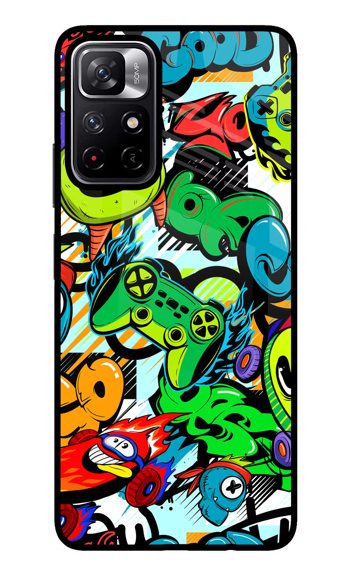 Game Doodle Poco M4 Pro 5G Glass Case - Game Doodle Poco M4 Pro 5G Glass Case Game Doodle Poco M4 Pro 5G Glass Case