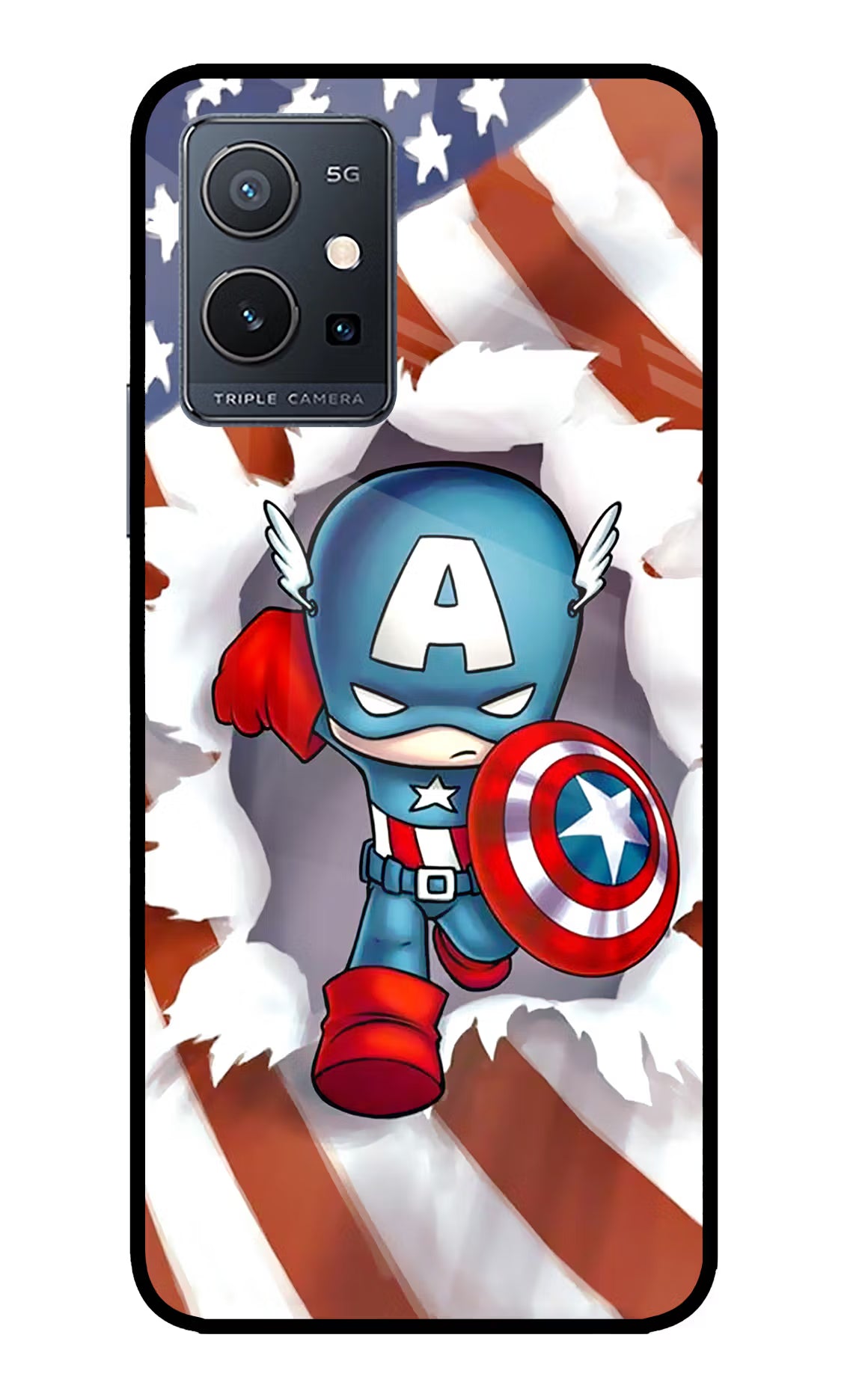 Captain America IQOO Z6 5G (not 44W) Glass Case - Captain America IQOO Z6 5G (not 44W) Glass Case Captain America IQOO Z6 5G (not 44W) Glass Case