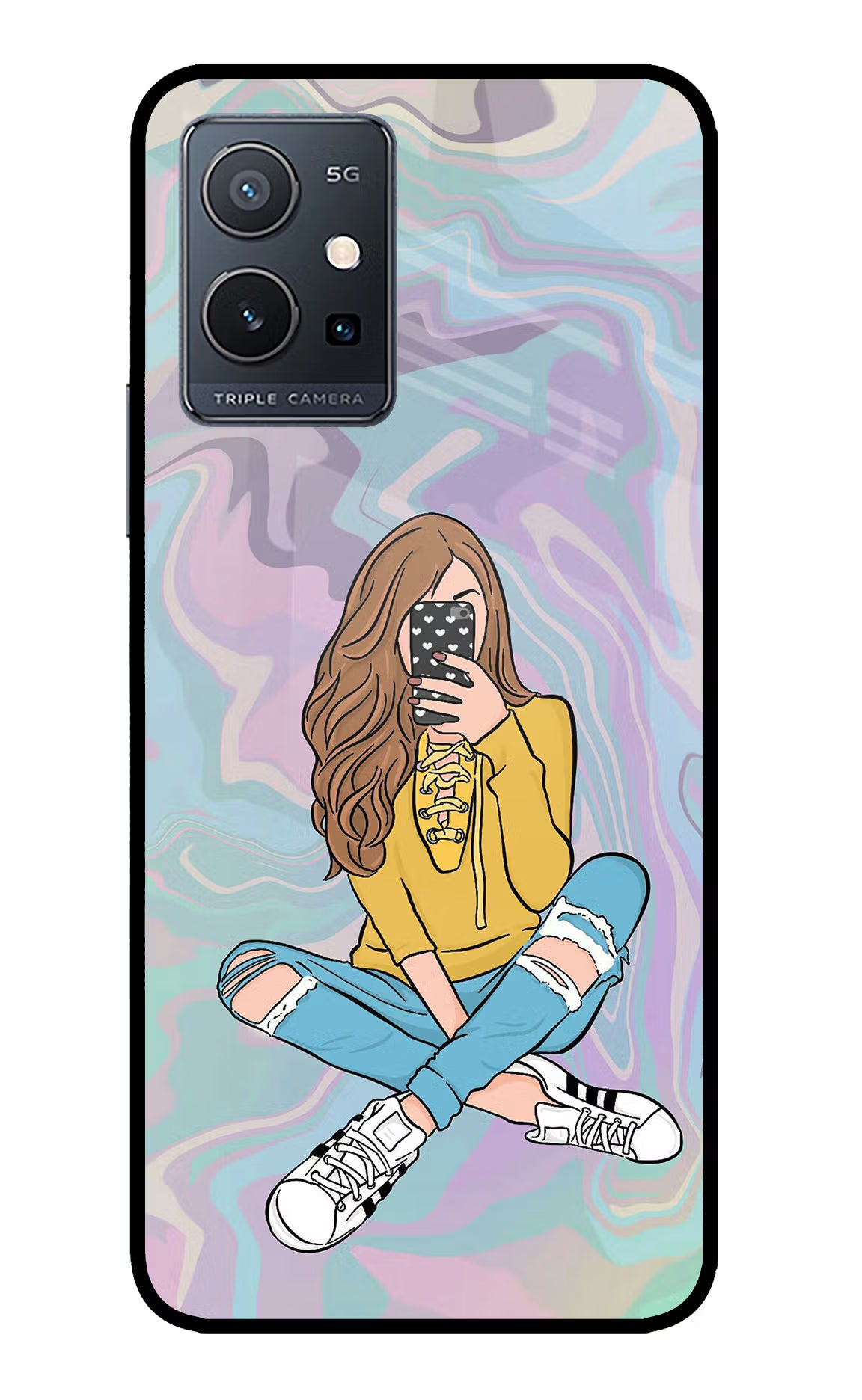 Selfie Girl IQOO Z6 5G (not 44W) Glass Case - Selfie Girl IQOO Z6 5G (not 44W) Glass Case Selfie Girl IQOO Z6 5G (not 44W) Glass Case