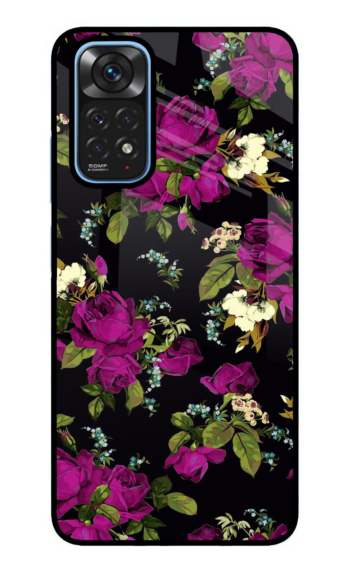 Flowers Redmi Note 11/11S Back Cover - Flowers Redmi Note 11/11S Glass Case Back Cover by Casekaro Flowers Redmi Note 11/11S Glass Case Back Cover by Casekaro