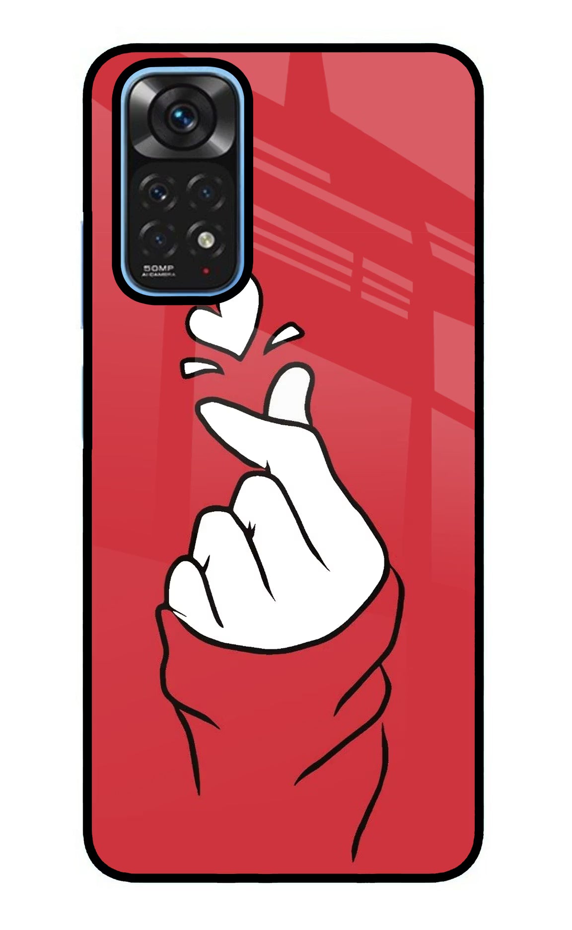 Korean Love Sign Redmi Note 11/11S Back Cover - Korean Love Sign Redmi Note 11/11S Glass Case Back Cover by Casekaro Korean Love Sign Redmi Note 11/11S Glass Case Back Cover by Casekaro