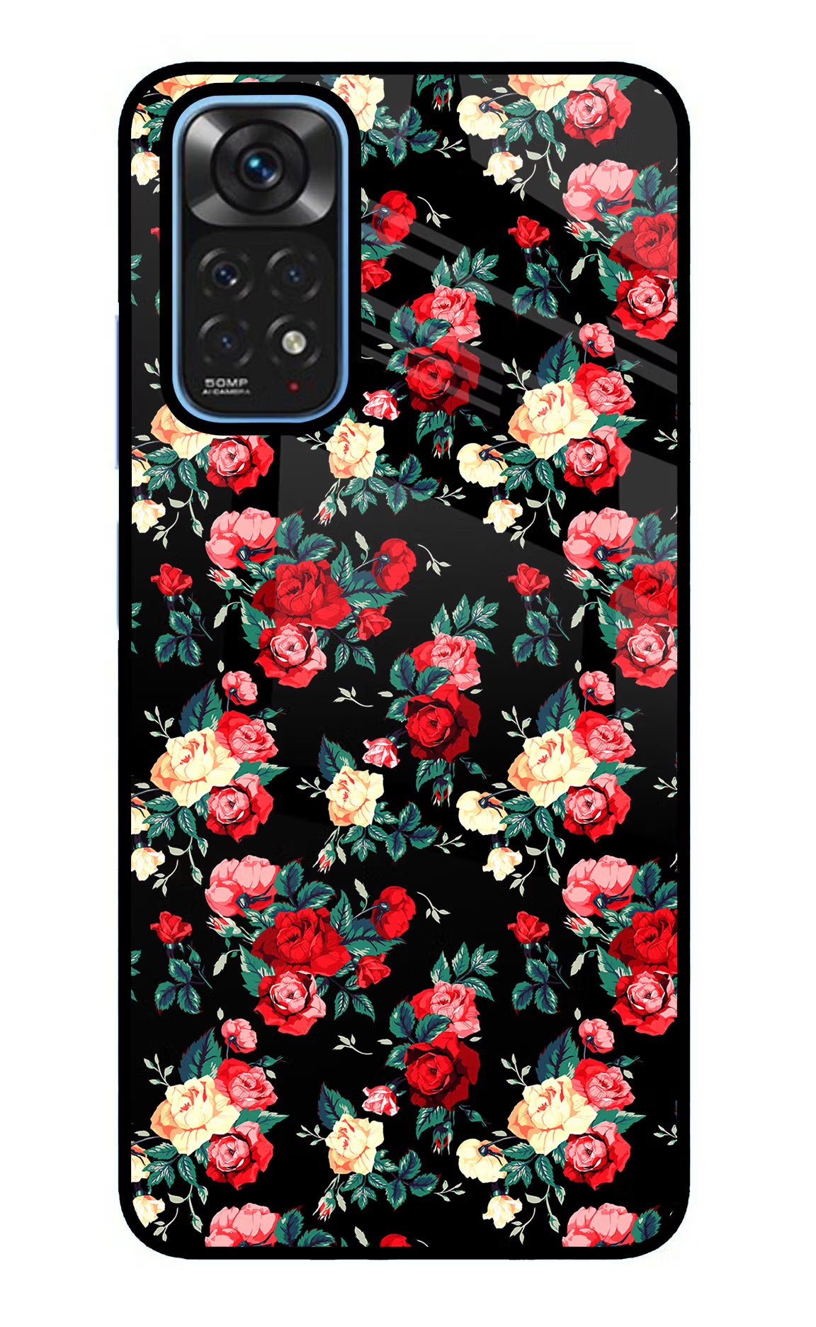 Rose Pattern Redmi Note 11/11S Glass Case - Rose Pattern Redmi Note 11/11S Glass Case Rose Pattern Redmi Note 11/11S Glass Case