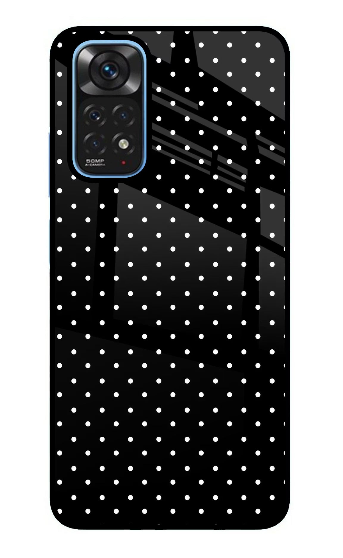 White Dots Redmi Note 11/11S Back Cover - White Dots Redmi Note 11/11S Glass Case Back Cover by Casekaro White Dots Redmi Note 11/11S Glass Case Back Cover by Casekaro