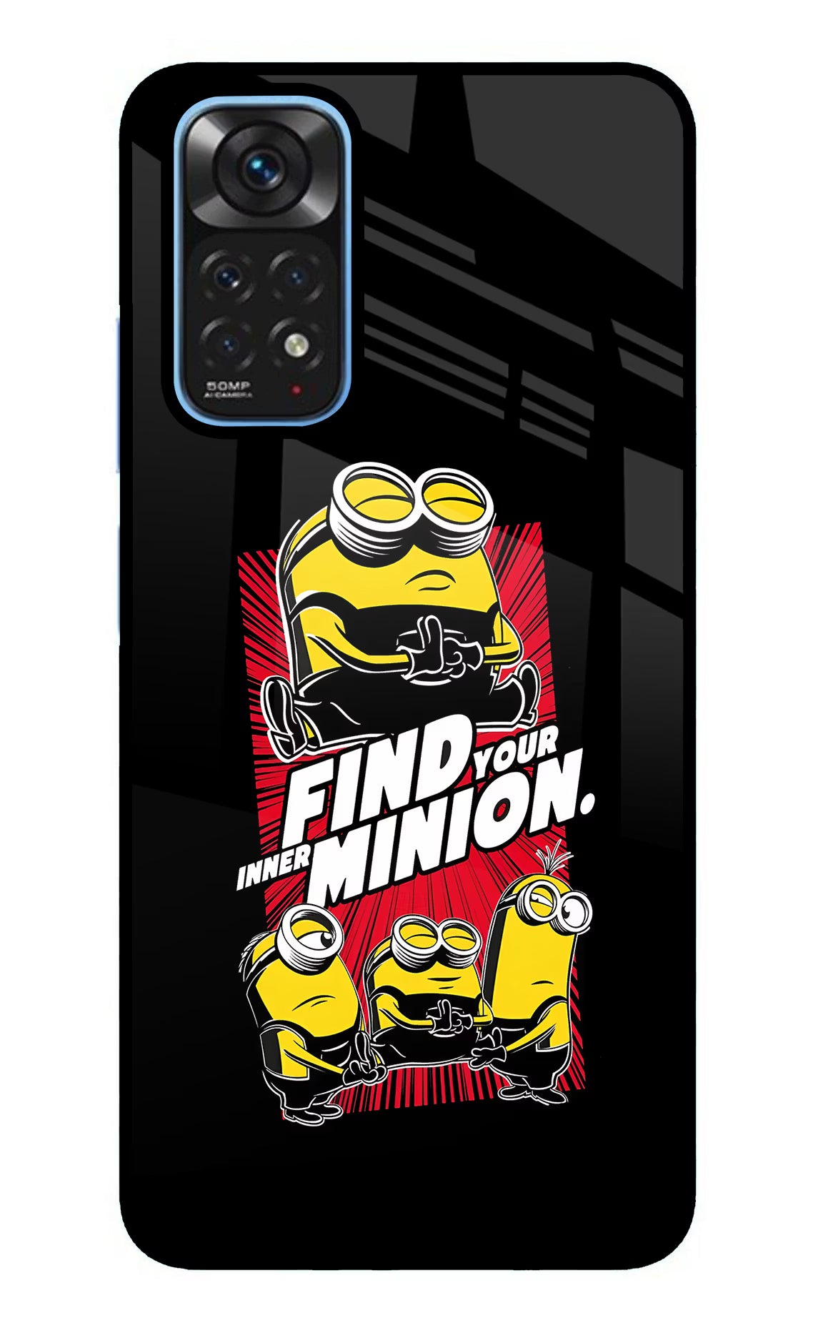 Find your inner Minion Redmi Note 11/11S Back Cover - Find your inner Minion Redmi Note 11/11S Glass Case Back Cover by Casekaro Find your inner Minion Redmi Note 11/11S Glass Case Back Cover by Casekaro