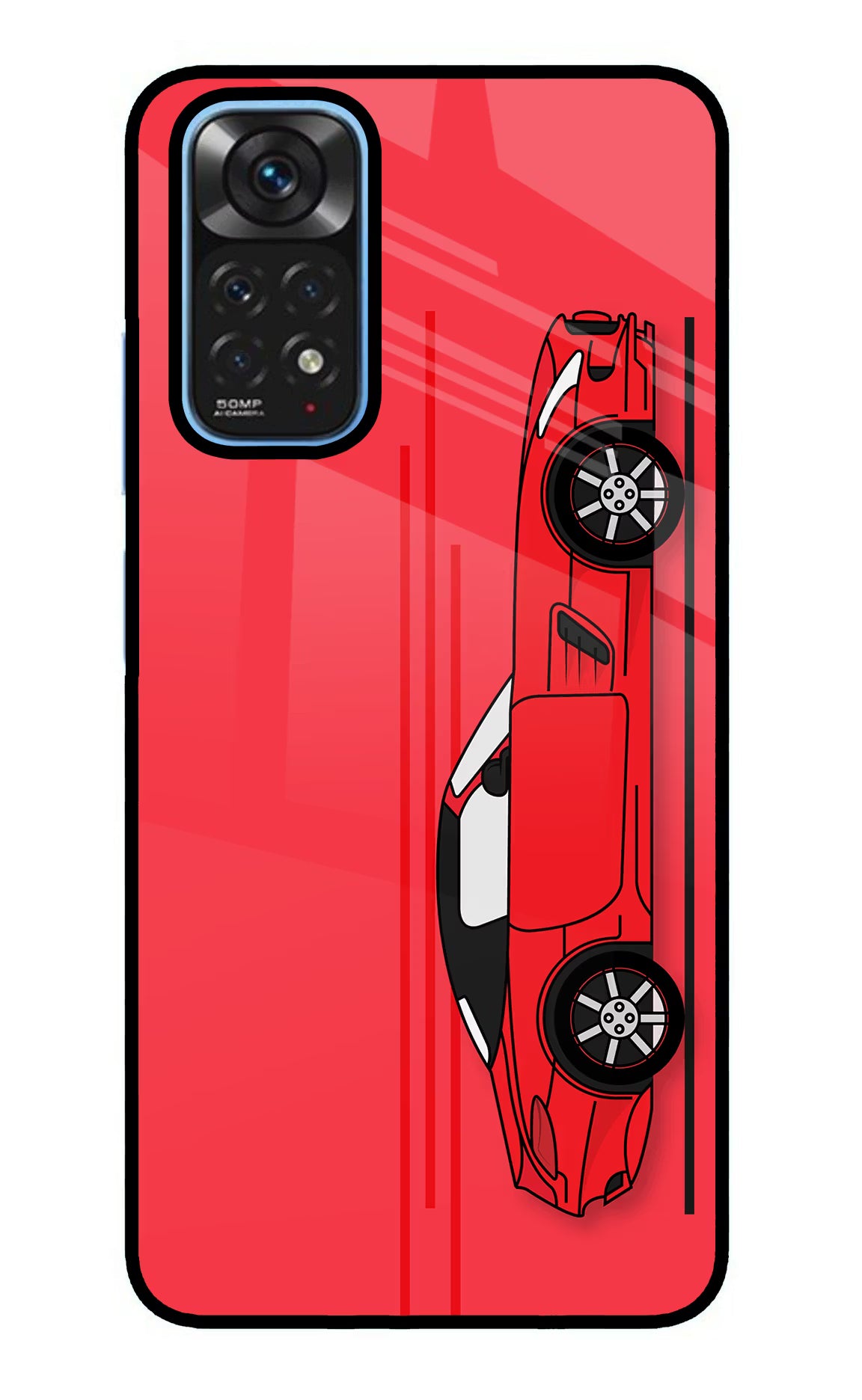 Red Velocity Redmi Note 11/11S Back Cover - Red Velocity Redmi Note 11/11S Glass Case Back Cover by Casekaro Red Velocity Redmi Note 11/11S Glass Case Back Cover by Casekaro