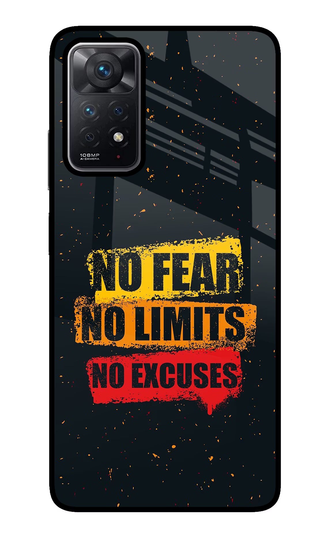 No Fear No Limits No Excuse Redmi Note 11 Pro Back Cover - No Fear No Limits No Excuse Redmi Note 11 Pro Glass Case Back Cover by Casekaro No Fear No Limits No Excuse Redmi Note 11 Pro Glass Case Back Cover by Casekaro