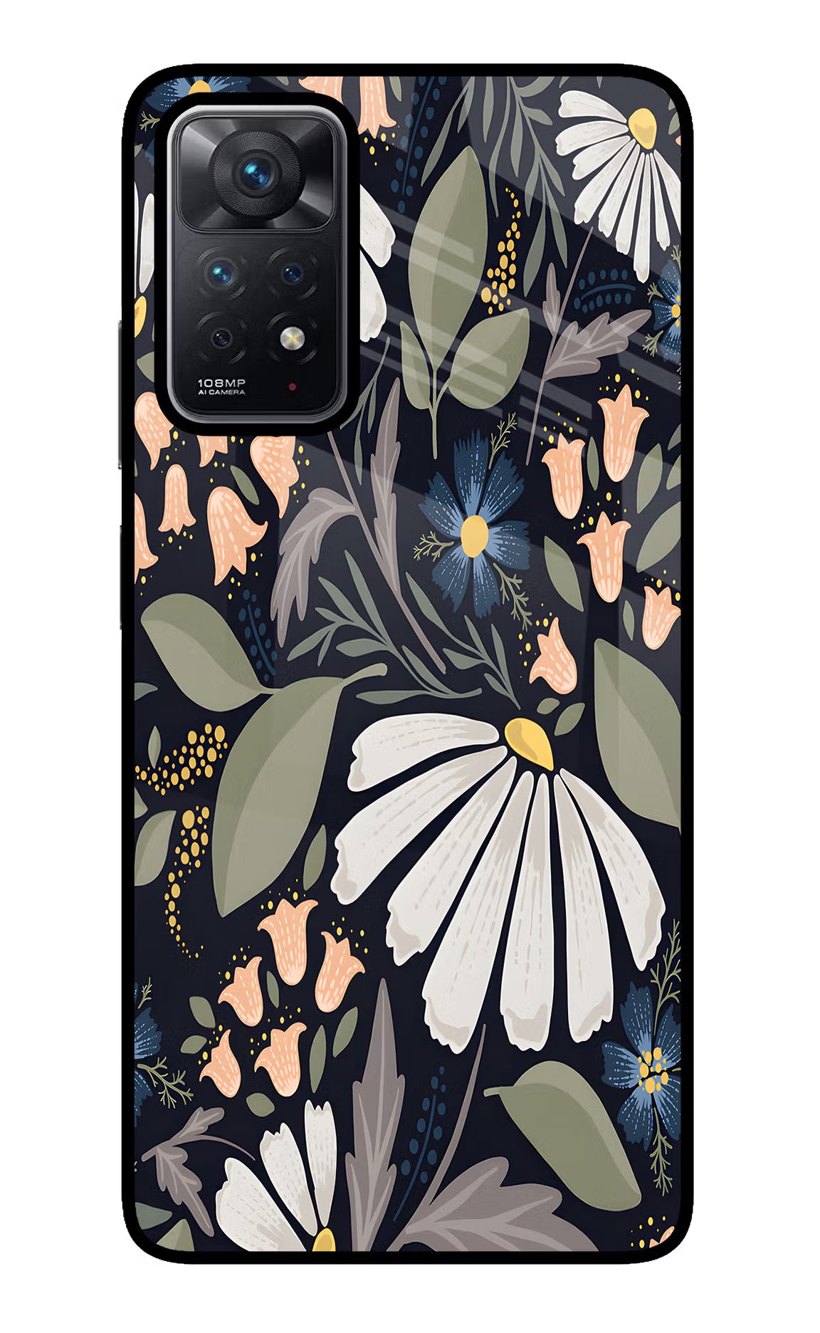 Flowers Art Redmi Note 11 Pro Back Cover - Flowers Art Redmi Note 11 Pro Glass Case Back Cover by Casekaro Flowers Art Redmi Note 11 Pro Glass Case Back Cover by Casekaro
