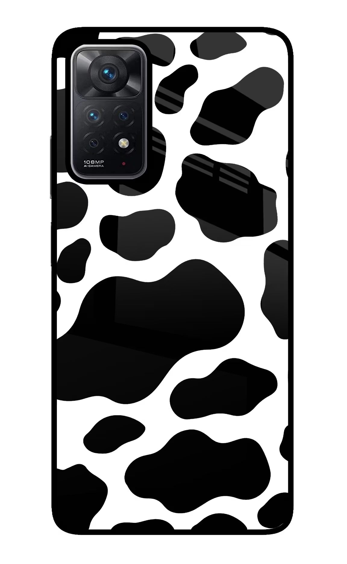 Cow Spots Redmi Note 11 Pro Back Cover - Cow Spots Redmi Note 11 Pro Glass Case Back Cover by Casekaro Cow Spots Redmi Note 11 Pro Glass Case Back Cover by Casekaro