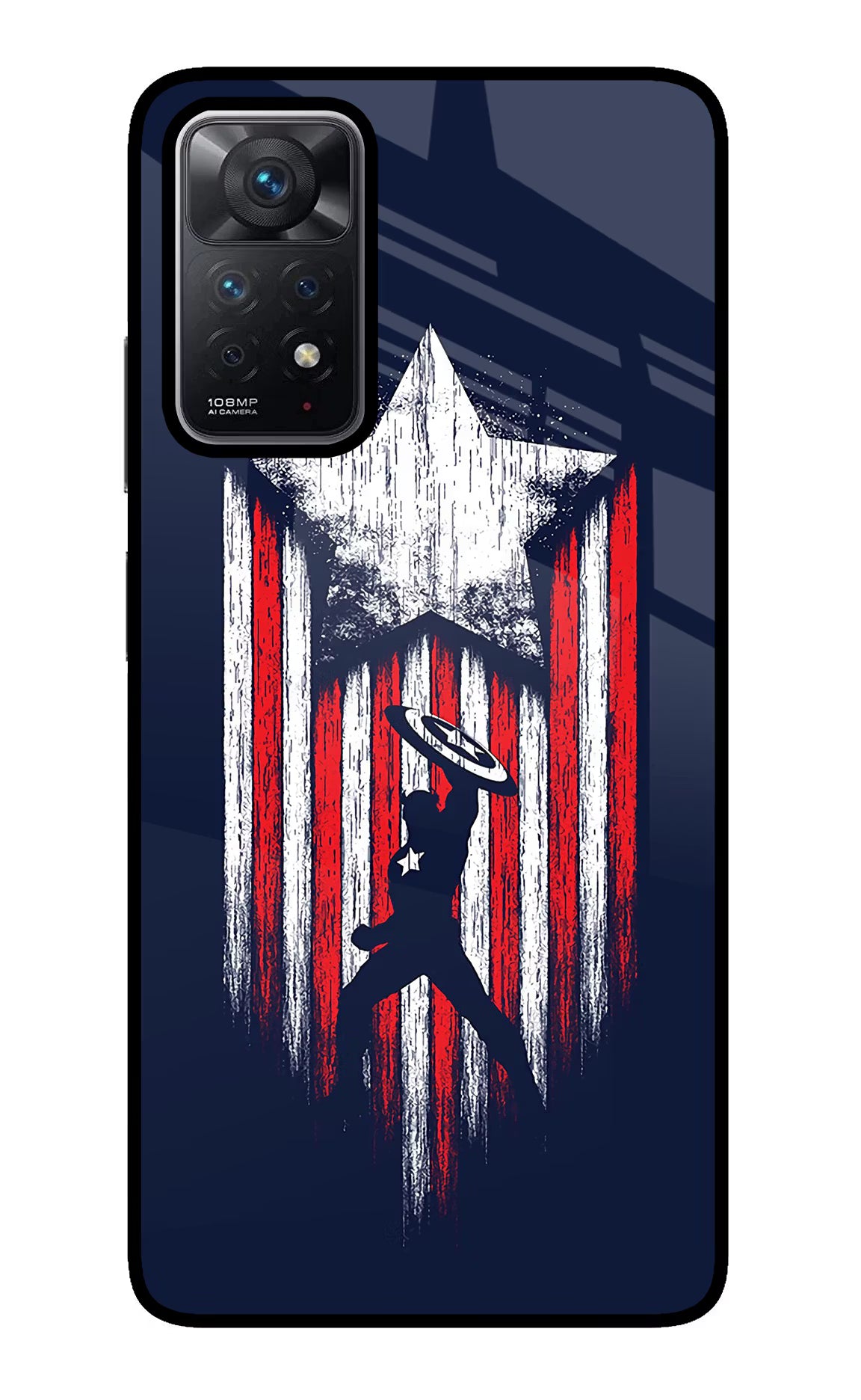 Captain America Marvel Art Redmi Note 11 Pro Back Cover - Captain America Marvel Art Redmi Note 11 Pro Glass Case Back Cover by Casekaro Captain America Marvel Art Redmi Note 11 Pro Glass Case Back Cover by Casekaro