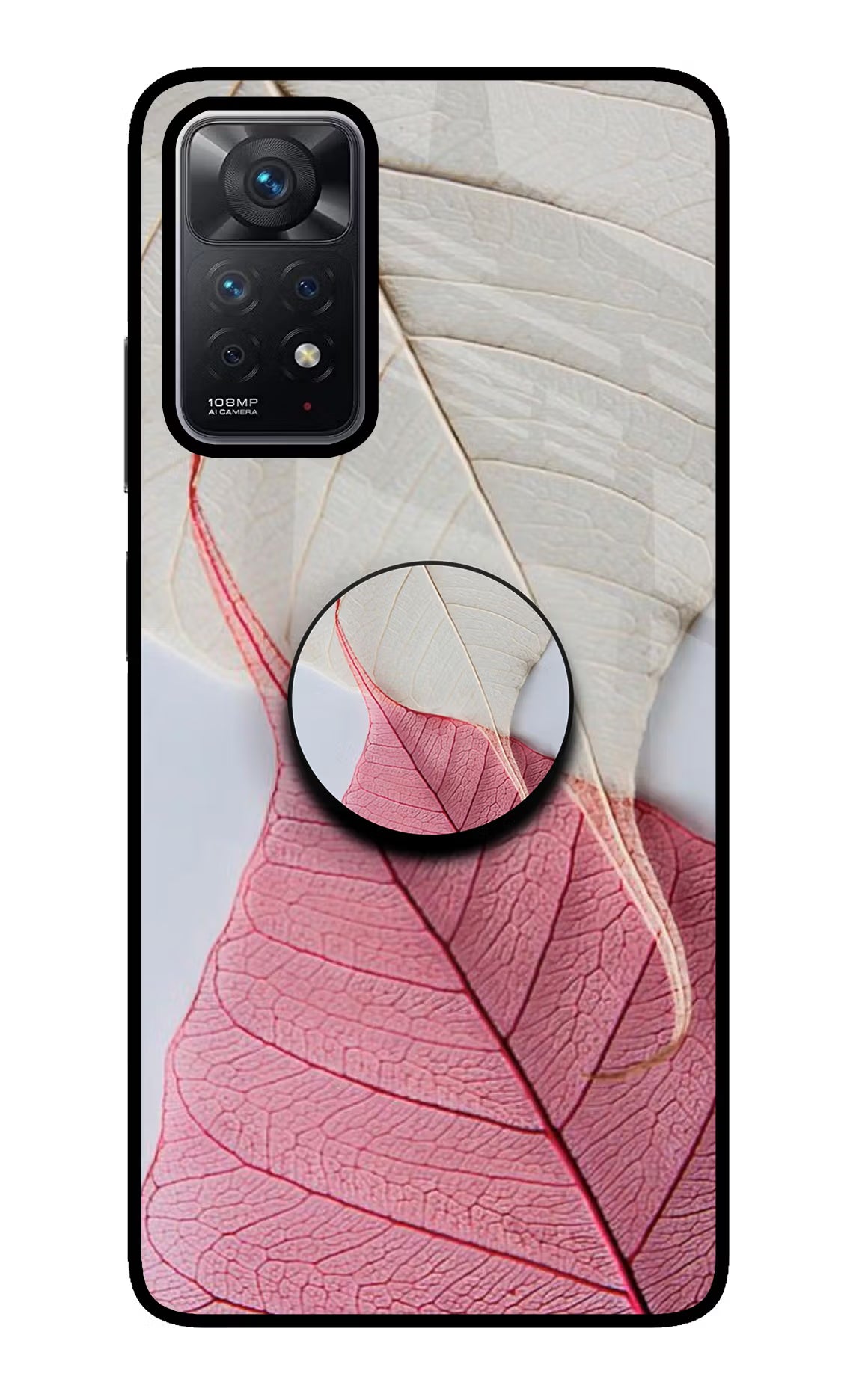 White Pink Leaf Redmi Note 11 Pro Glass Case - White Pink Leaf Redmi Note 11 Pro Glass Case White Pink Leaf Redmi Note 11 Pro Glass Case