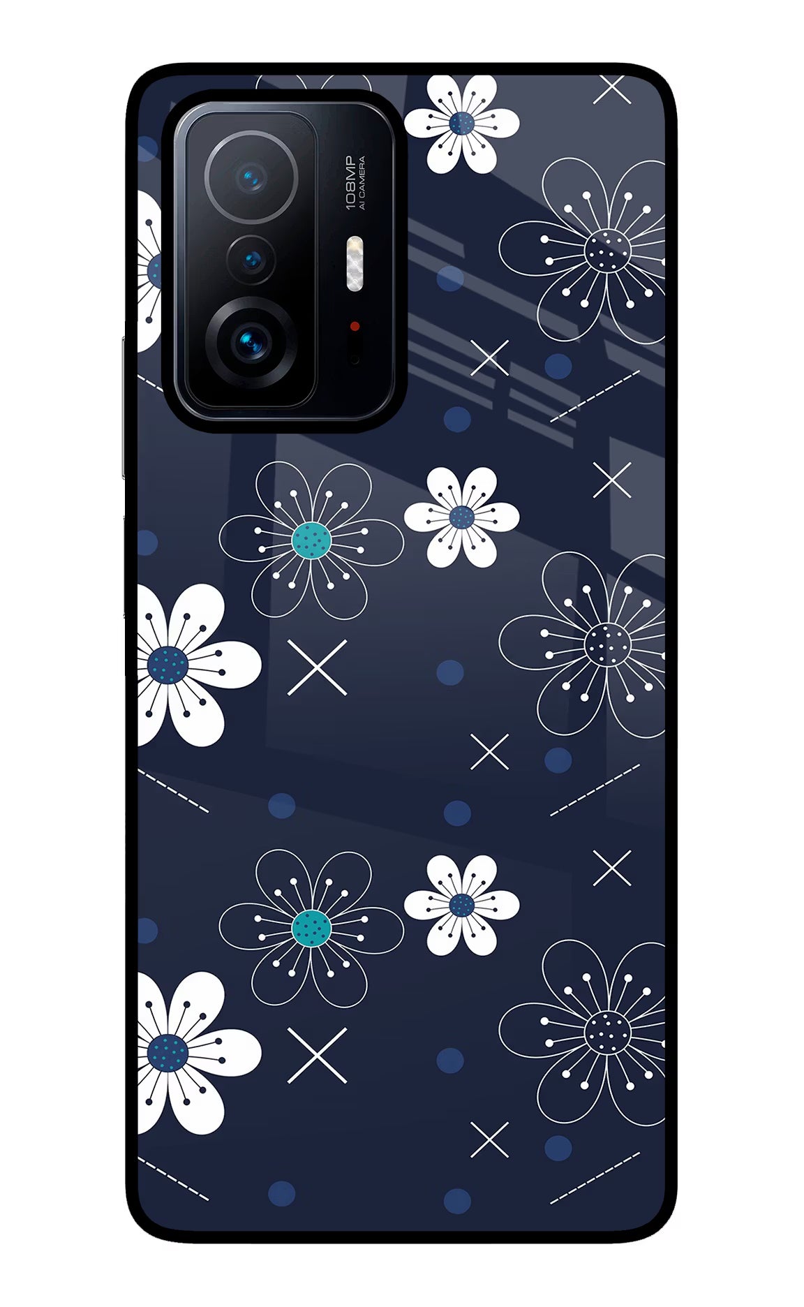 Flowers Mi 11T Pro 5G Back Cover - Flowers Mi 11T Pro 5G Glass Case Back Cover by Casekaro Flowers Mi 11T Pro 5G Glass Case Back Cover by Casekaro