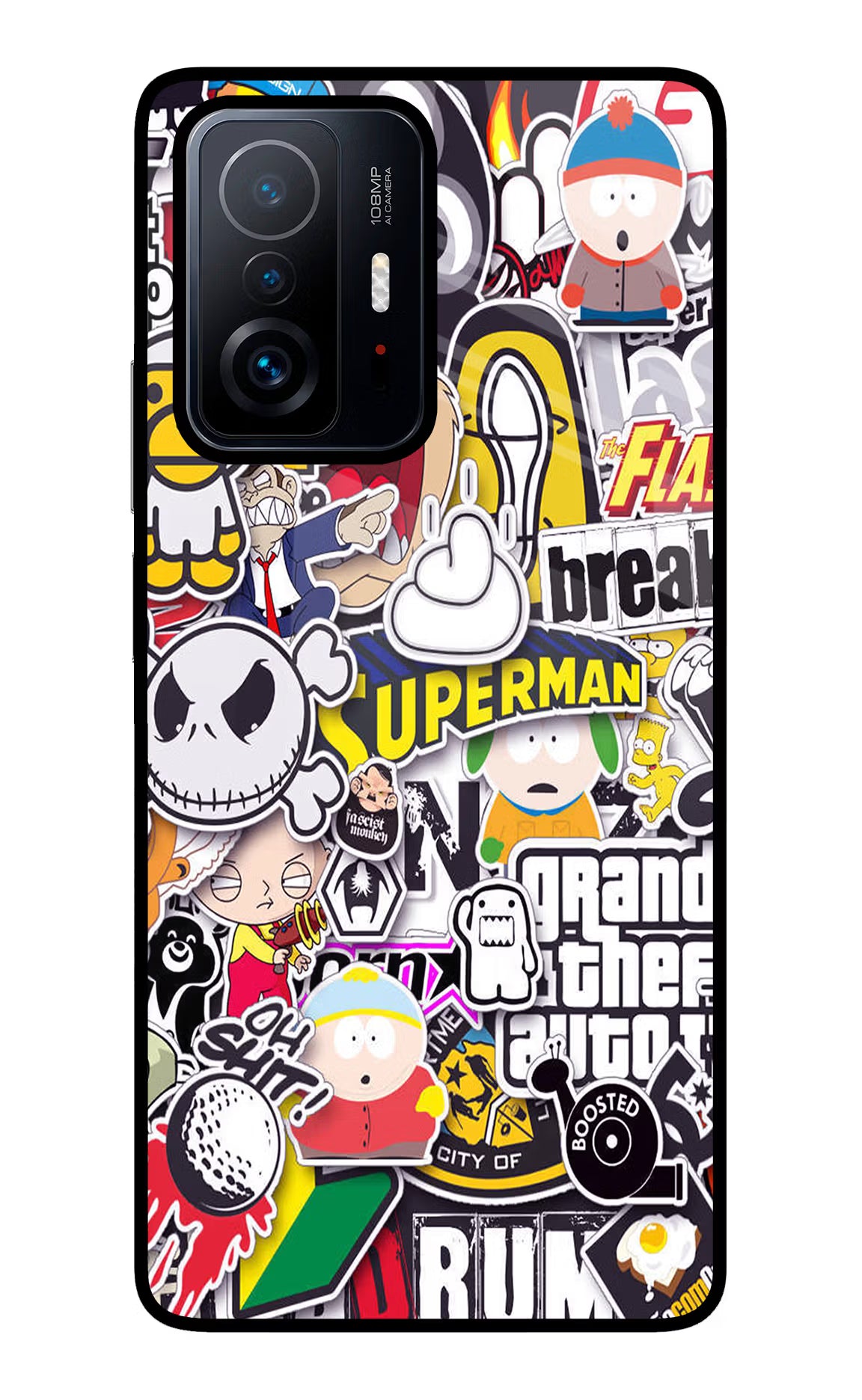 Sticker Bomb Mi 11T Pro 5G Back Cover - Sticker Bomb Mi 11T Pro 5G Glass Case Back Cover by Casekaro Sticker Bomb Mi 11T Pro 5G Glass Case Back Cover by Casekaro