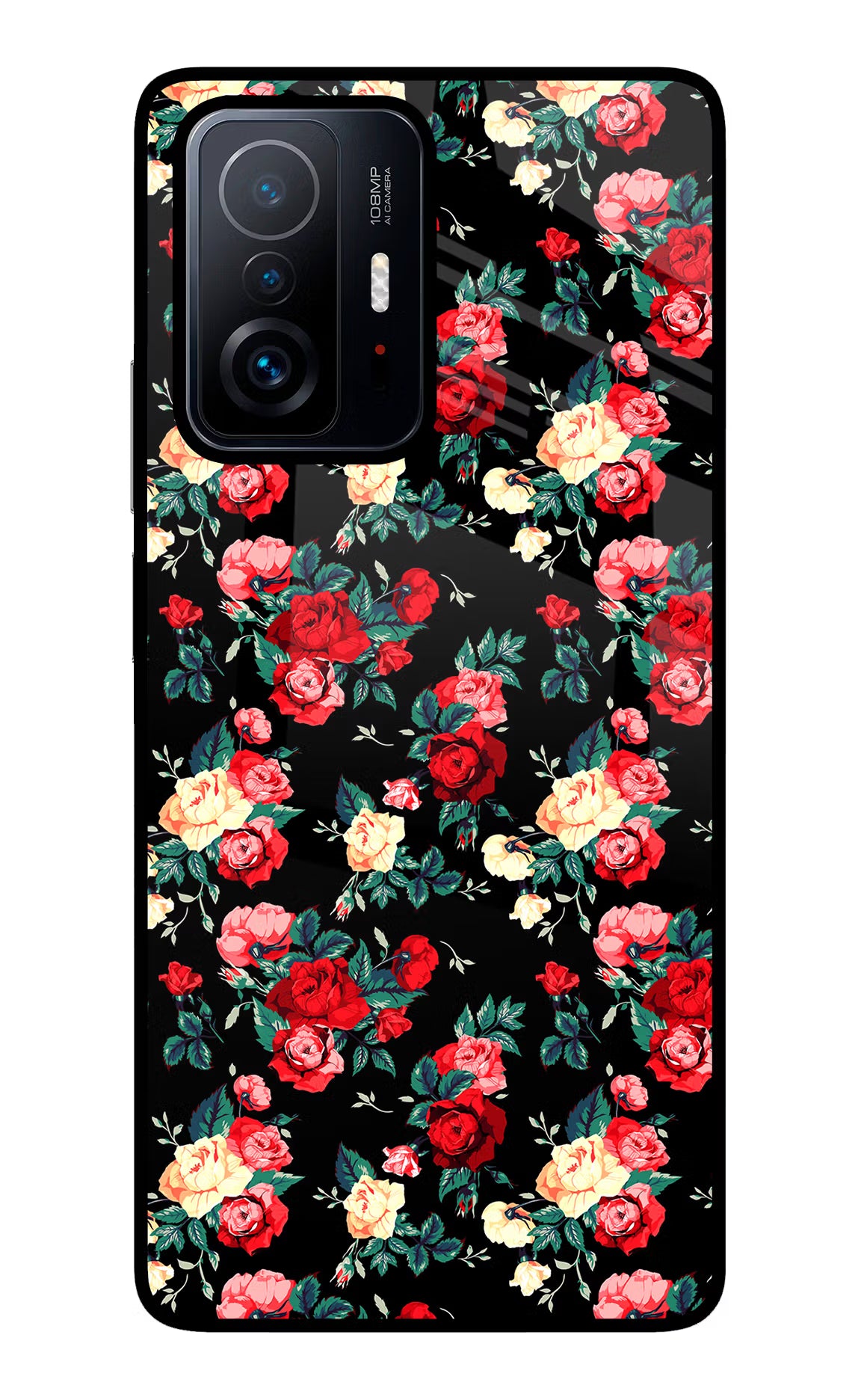 Rose Pattern Mi 11T Pro 5G Glass Case - Rose Pattern Mi 11T Pro 5G Glass Case Rose Pattern Mi 11T Pro 5G Glass Case