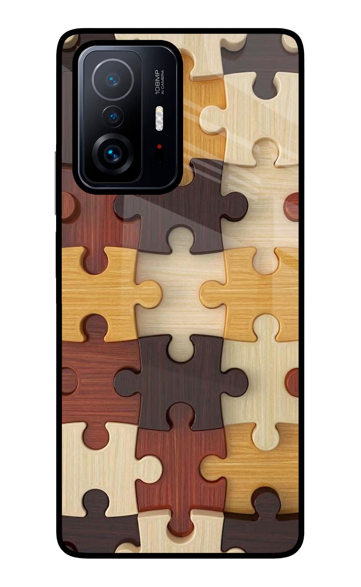 Wooden Puzzle Mi 11T Pro 5G Back Cover - Wooden Puzzle Mi 11T Pro 5G Glass Case Back Cover by Casekaro Wooden Puzzle Mi 11T Pro 5G Glass Case Back Cover by Casekaro