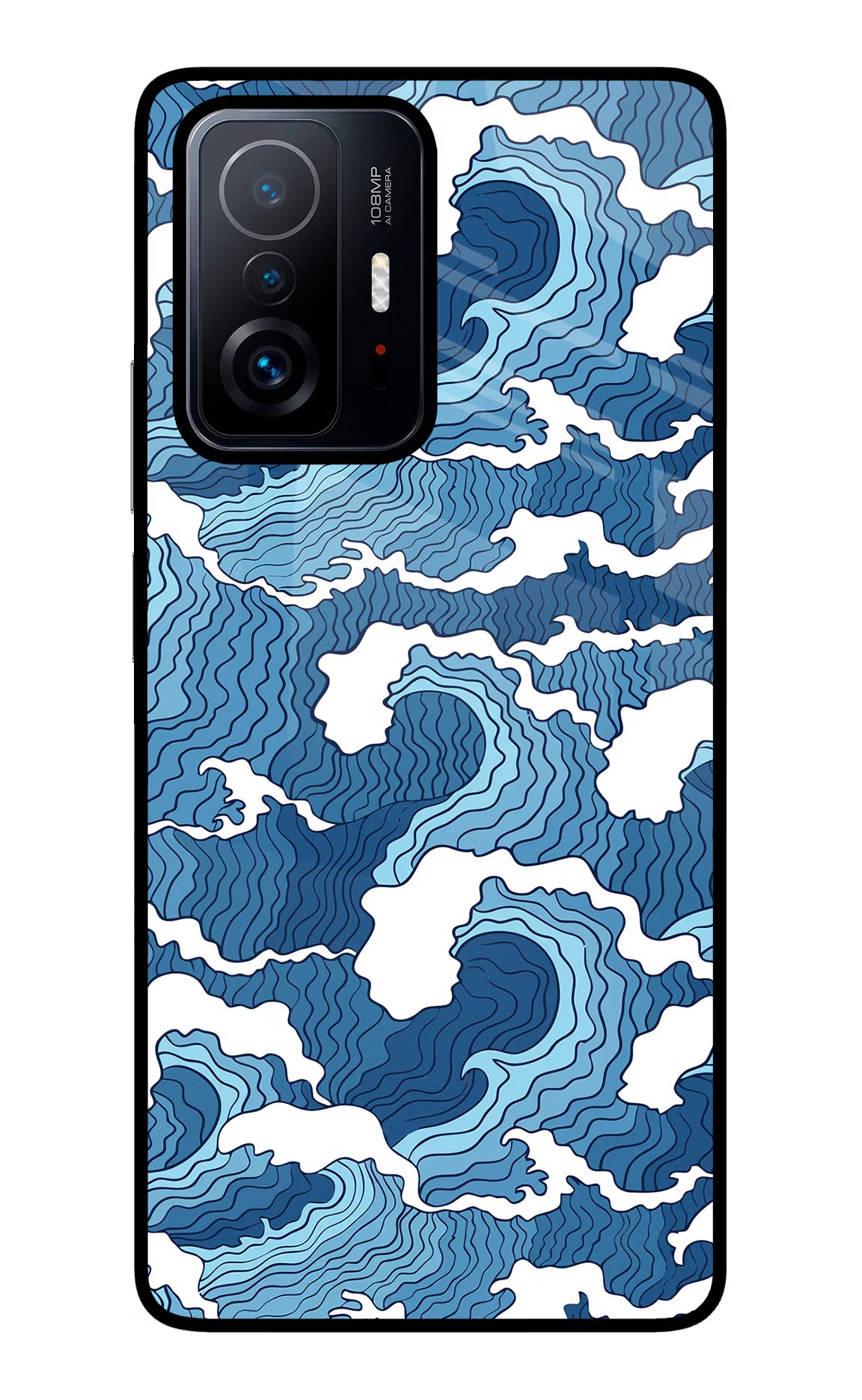 Blue Waves Mi 11T Pro 5G Back Cover - Blue Waves Mi 11T Pro 5G Glass Case Back Cover by Casekaro Blue Waves Mi 11T Pro 5G Glass Case Back Cover by Casekaro