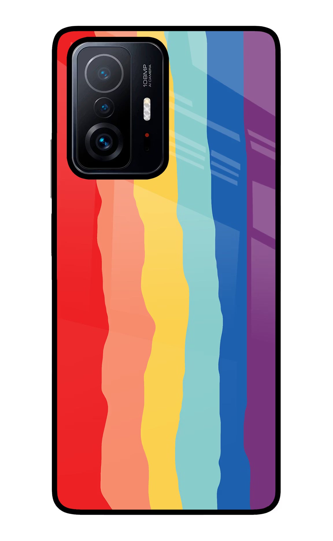 Rainbow Mi 11T Pro 5G Back Cover - Rainbow Mi 11T Pro 5G Glass Case Back Cover by Casekaro Rainbow Mi 11T Pro 5G Glass Case Back Cover by Casekaro