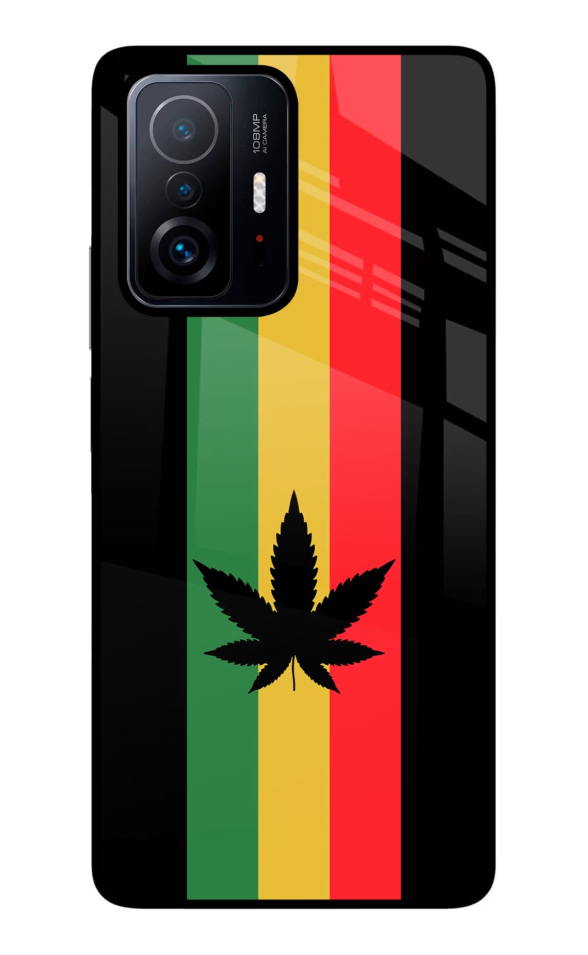 Weed Flag Mi 11T Pro 5G Back Cover - Weed Flag Mi 11T Pro 5G Glass Case Back Cover by Casekaro Weed Flag Mi 11T Pro 5G Glass Case Back Cover by Casekaro