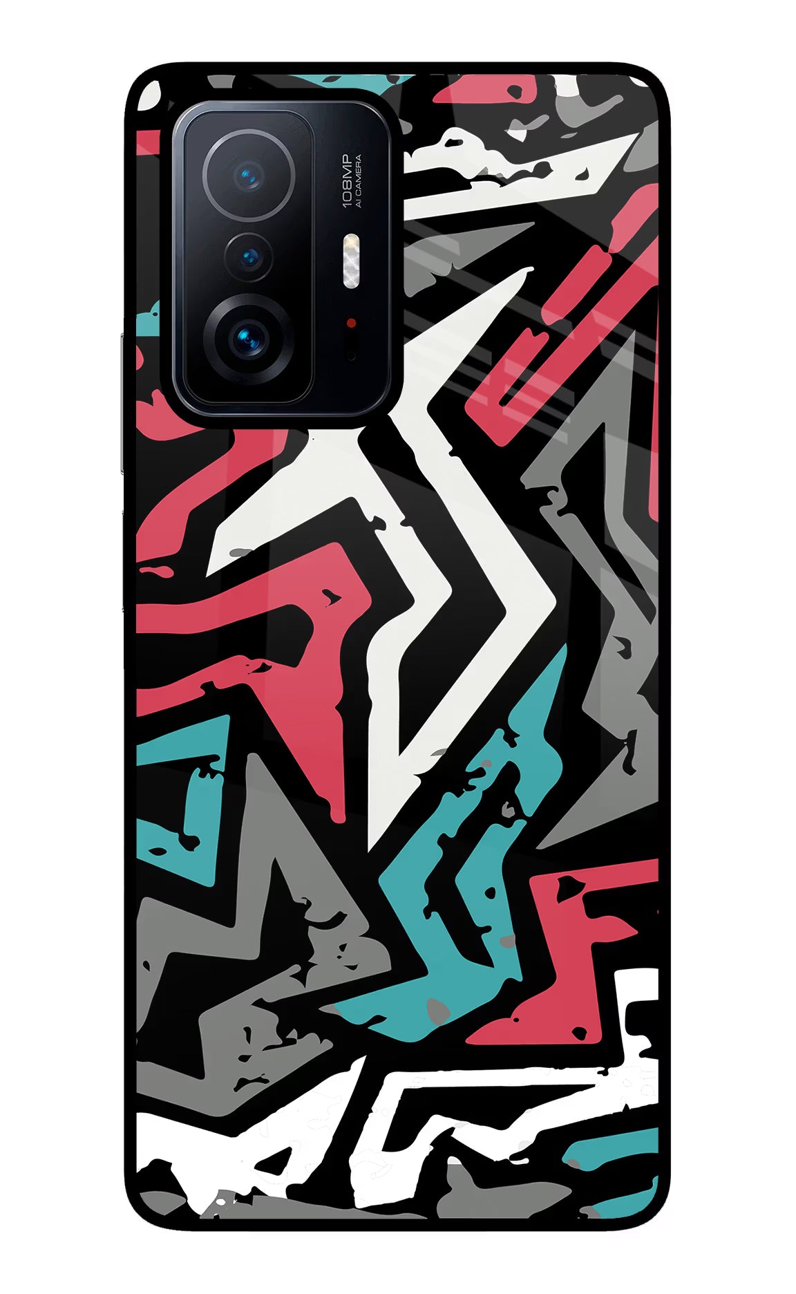 Geometric Graffiti Mi 11T Pro 5G Back Cover - Geometric Graffiti Mi 11T Pro 5G Glass Case Back Cover by Casekaro Geometric Graffiti Mi 11T Pro 5G Glass Case Back Cover by Casekaro