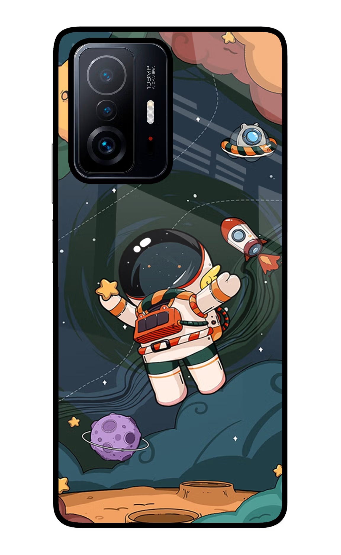Cartoon Astronaut Mi 11T Pro 5G Glass Case - Cartoon Astronaut Mi 11T Pro 5G Glass Case Cartoon Astronaut Mi 11T Pro 5G Glass Case