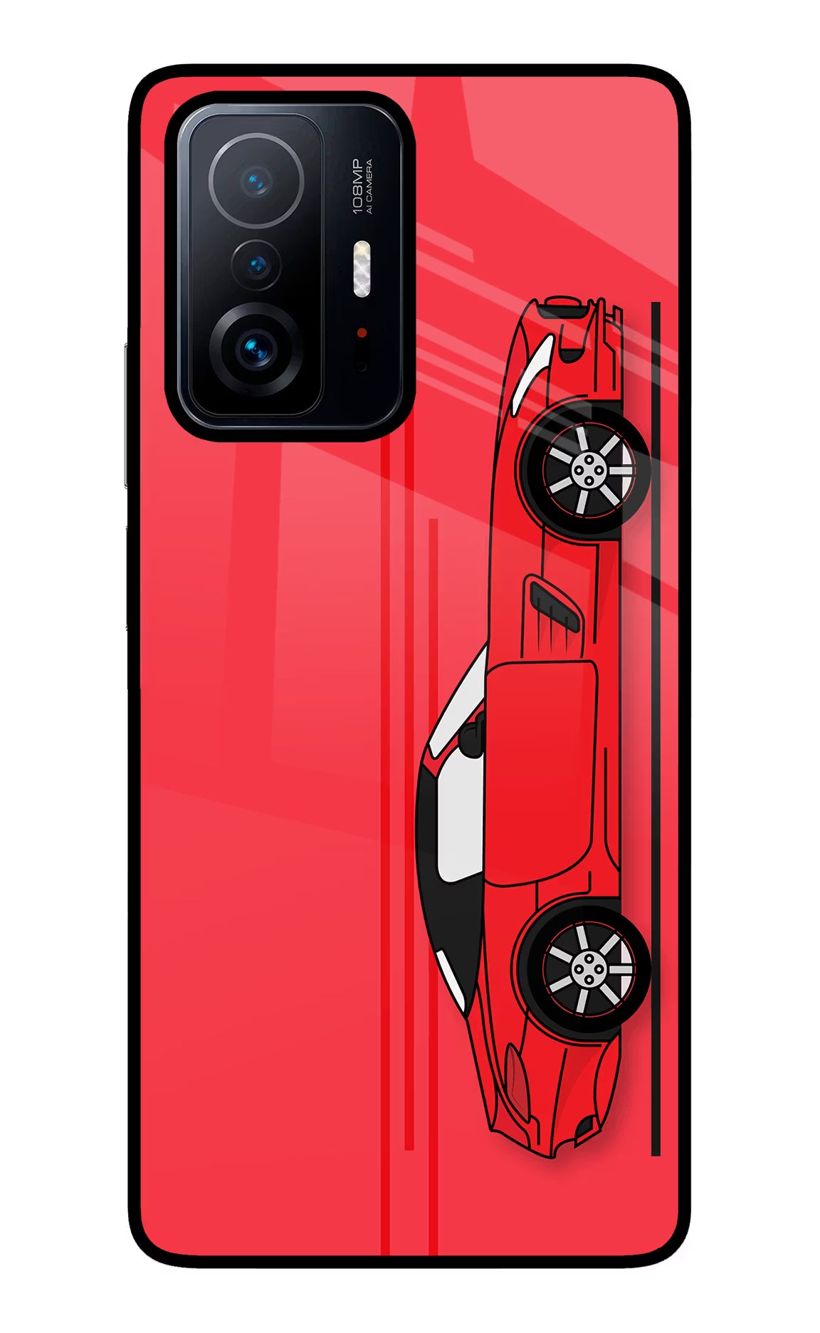 Red Velocity Mi 11T Pro 5G Back Cover - Red Velocity Mi 11T Pro 5G Glass Case Back Cover by Casekaro Red Velocity Mi 11T Pro 5G Glass Case Back Cover by Casekaro