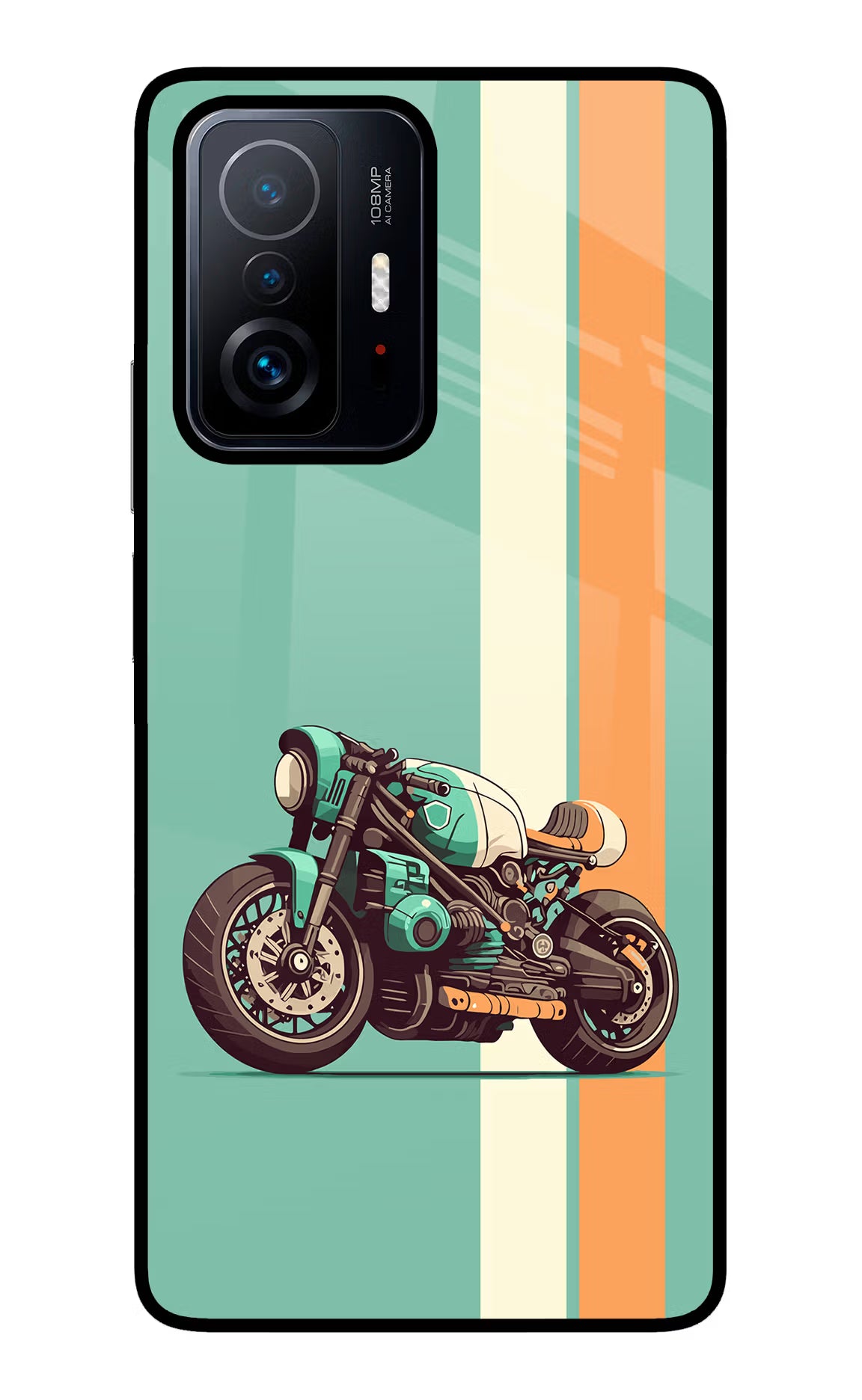 Striped Moto Drift Mi 11T Pro 5G Back Cover - Striped Moto Drift Mi 11T Pro 5G Glass Case Back Cover by Casekaro Striped Moto Drift Mi 11T Pro 5G Glass Case Back Cover by Casekaro