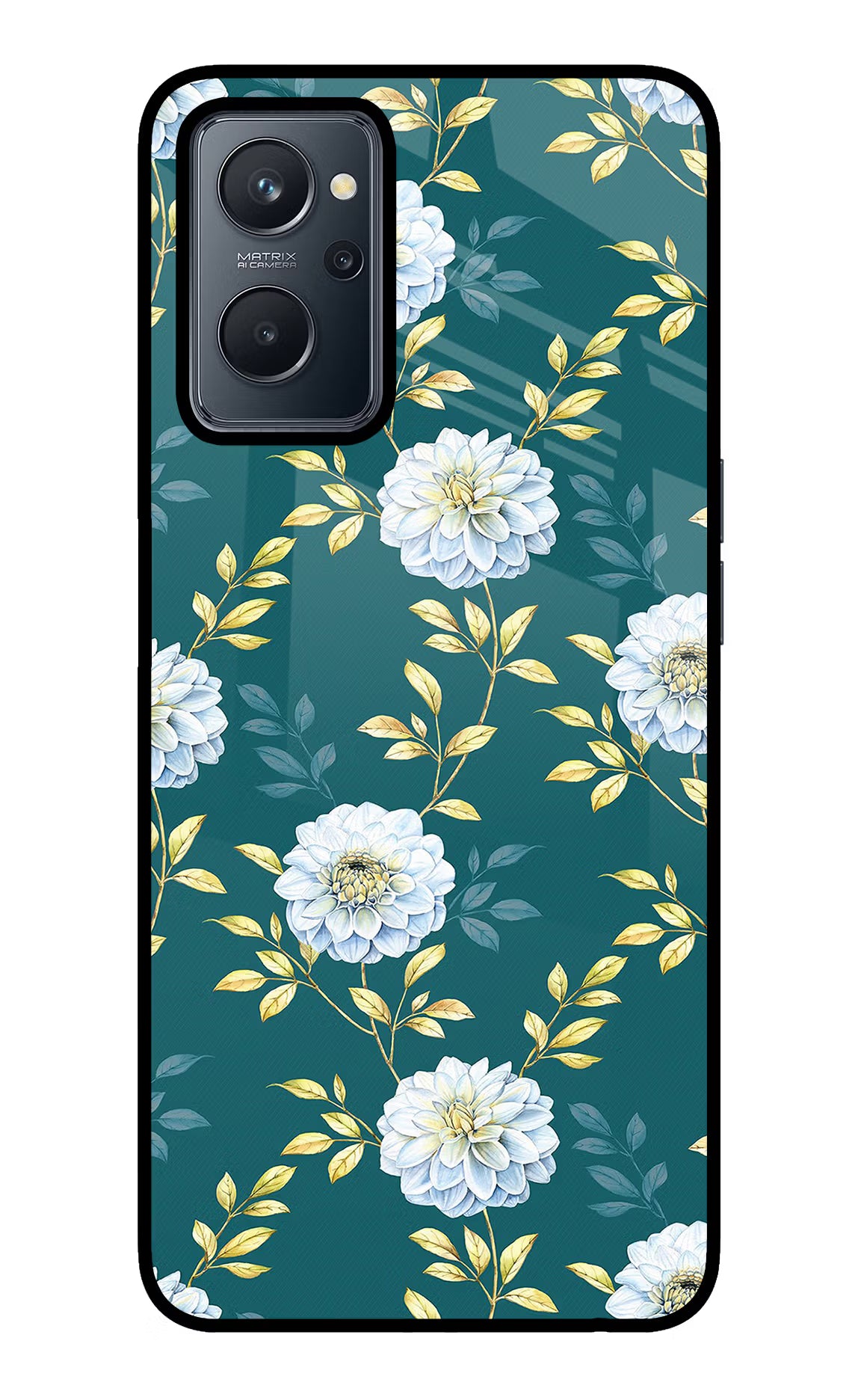 Flowers Realme 9i 4G Back Cover - Flowers Realme 9i 4G Glass Case Back Cover by Casekaro Flowers Realme 9i 4G Glass Case Back Cover by Casekaro