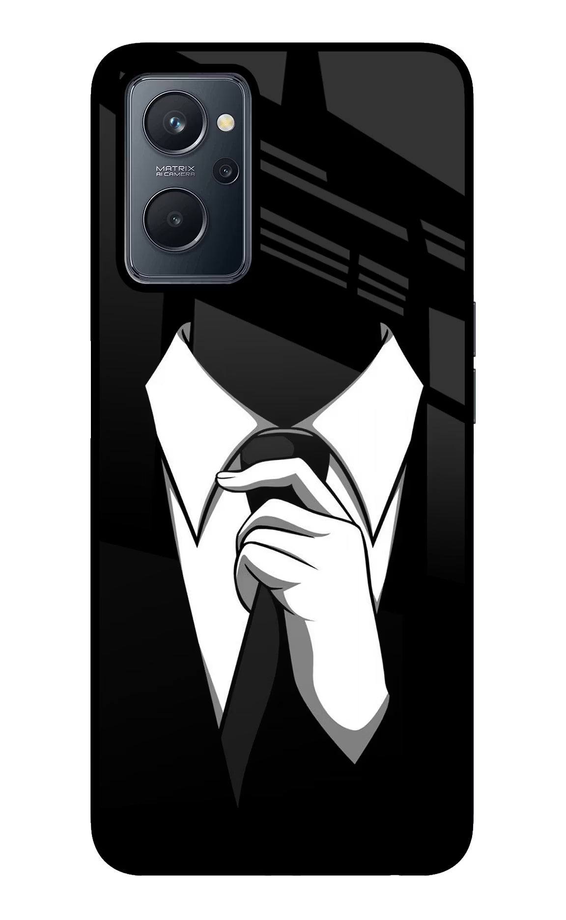 Black Tie Realme 9i 4G Glass Case - Black Tie Realme 9i 4G Glass Case Black Tie Realme 9i 4G Glass Case