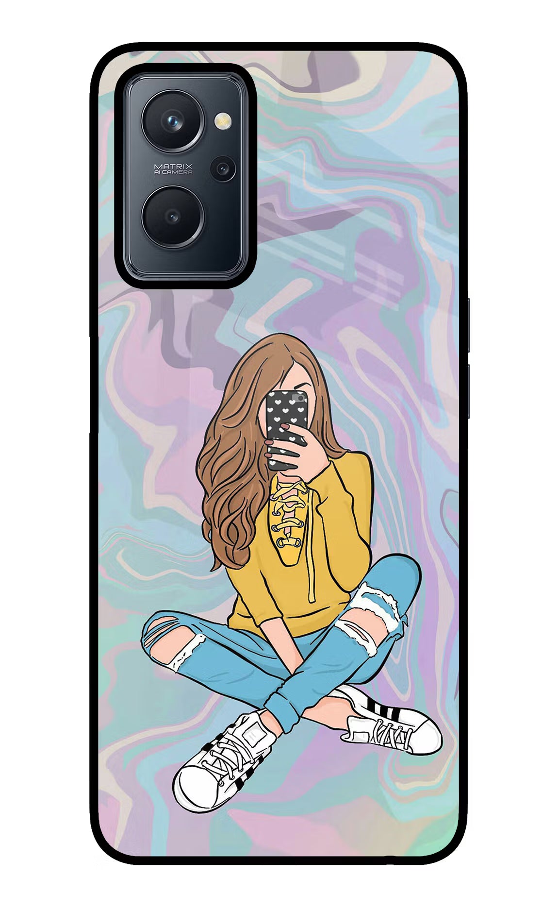 Selfie Girl Realme 9i 4G Glass Case - Selfie Girl Realme 9i 4G Glass Case Selfie Girl Realme 9i 4G Glass Case