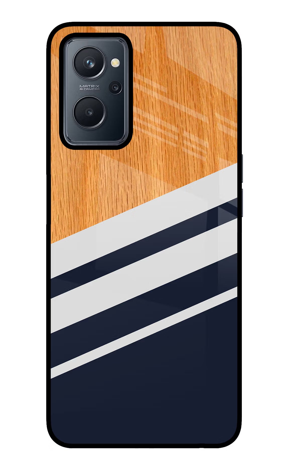 Blue and white wooden Realme 9i 4G Back Cover - Blue and white wooden Realme 9i 4G Glass Case Back Cover by Casekaro Blue and white wooden Realme 9i 4G Glass Case Back Cover by Casekaro