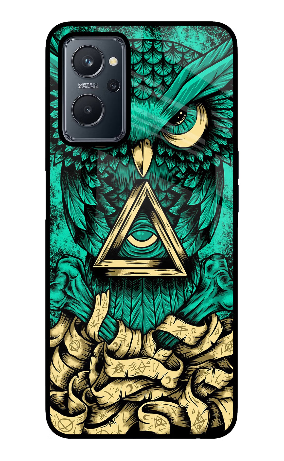 Green Owl Realme 9i 4G Glass Case - Green Owl Realme 9i 4G Glass Case Green Owl Realme 9i 4G Glass Case