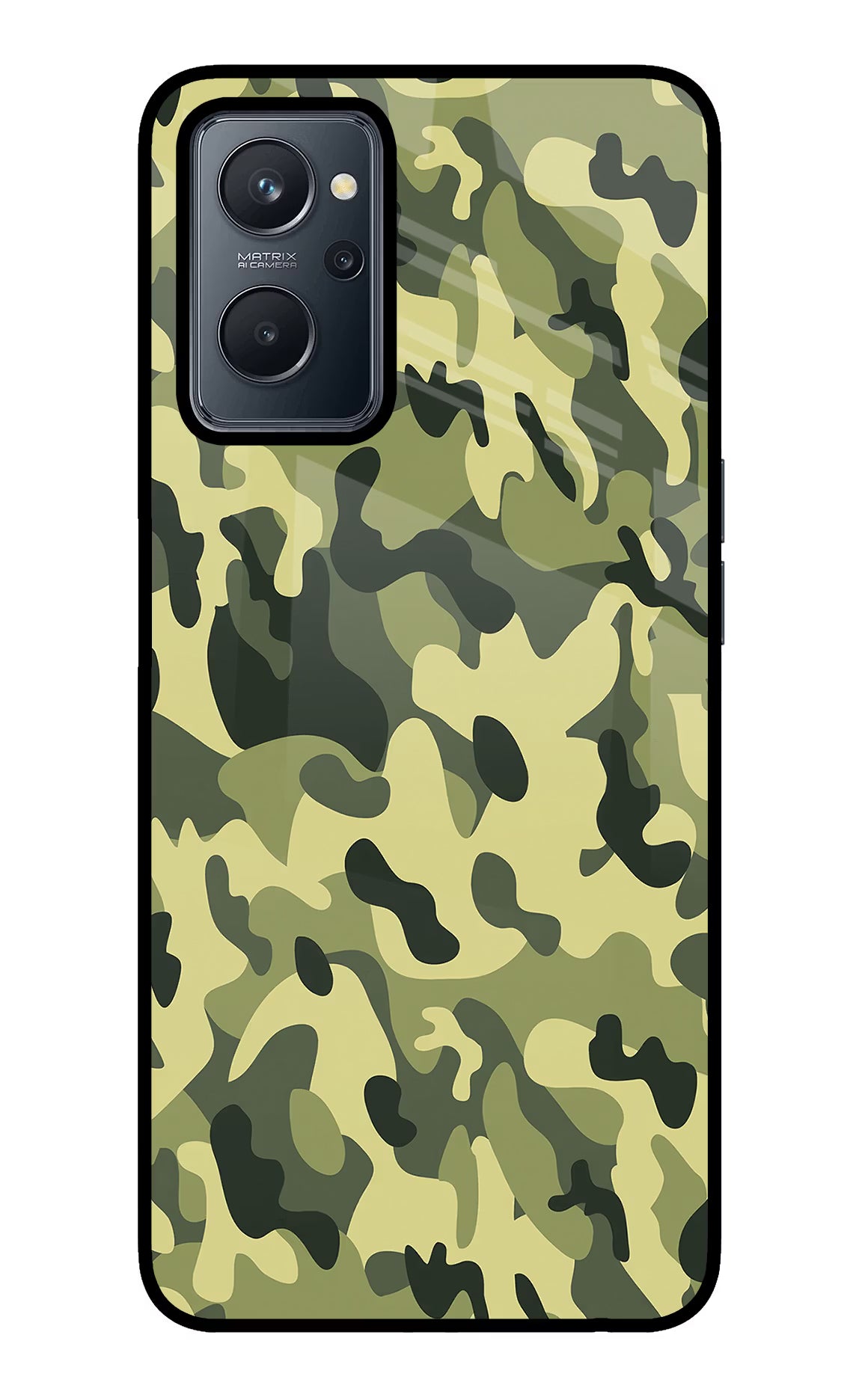 Camouflage Realme 9i 4G Back Cover - Camouflage Realme 9i 4G Glass Case Back Cover by Casekaro Camouflage Realme 9i 4G Glass Case Back Cover by Casekaro