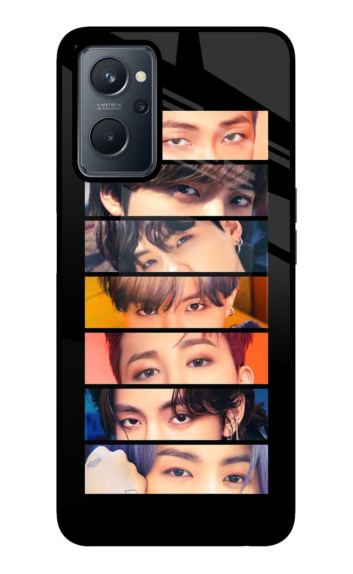 BTS Eyes Realme 9i 4G Back Cover - BTS Eyes Realme 9i 4G Glass Case Back Cover by Casekaro BTS Eyes Realme 9i 4G Glass Case Back Cover by Casekaro