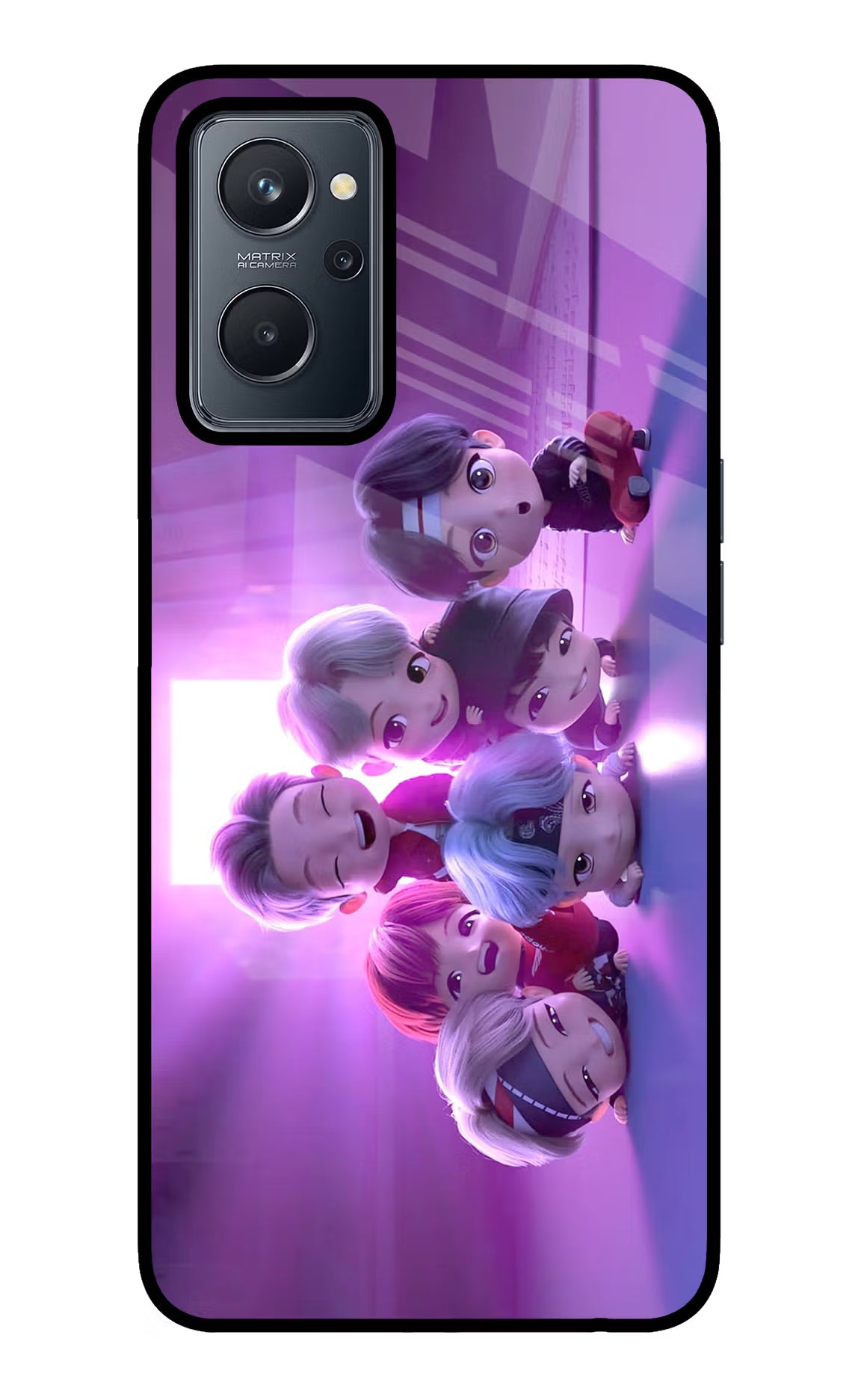 BTS Chibi Realme 9i 4G Glass Case - BTS Chibi Realme 9i 4G Glass Case BTS Chibi Realme 9i 4G Glass Case