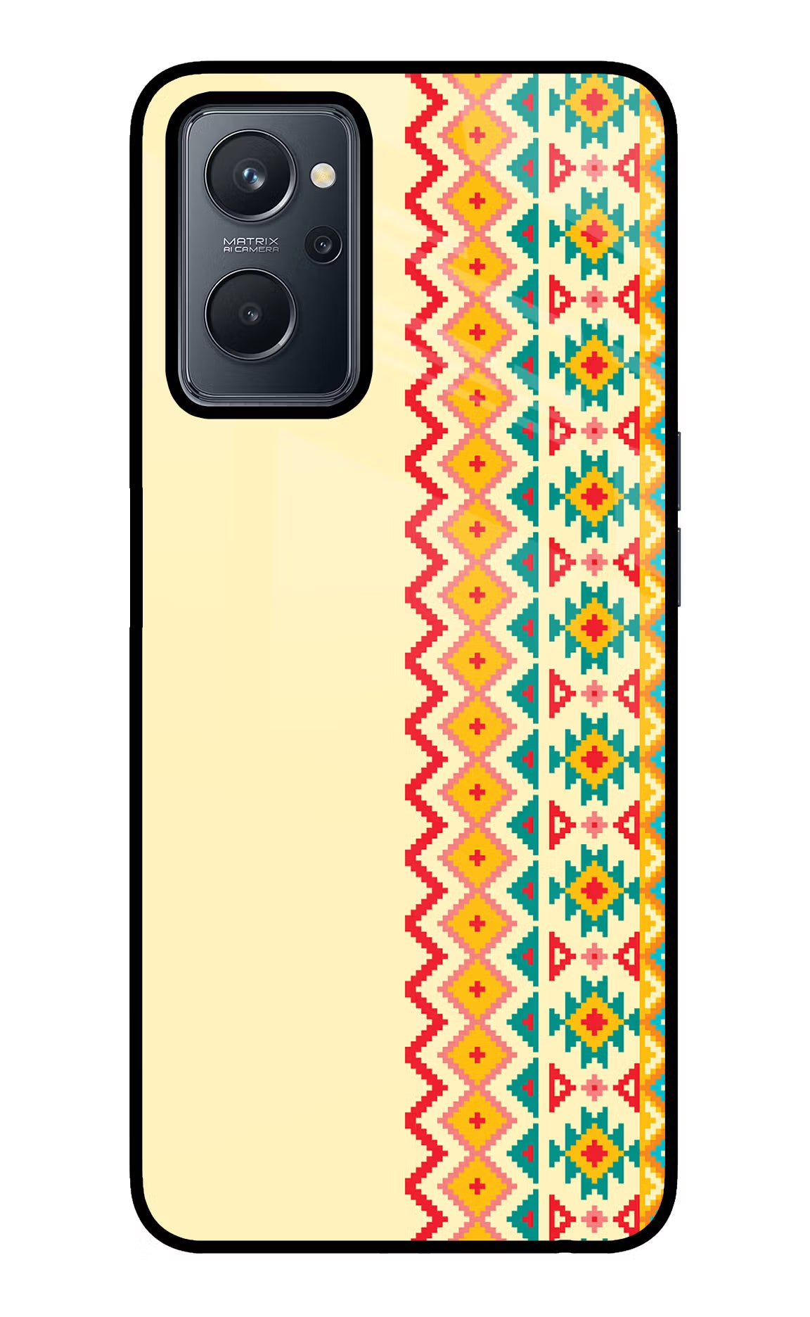 Ethnic Seamless Realme 9i 4G Back Cover - Ethnic Seamless Realme 9i 4G Glass Case Back Cover by Casekaro Ethnic Seamless Realme 9i 4G Glass Case Back Cover by Casekaro