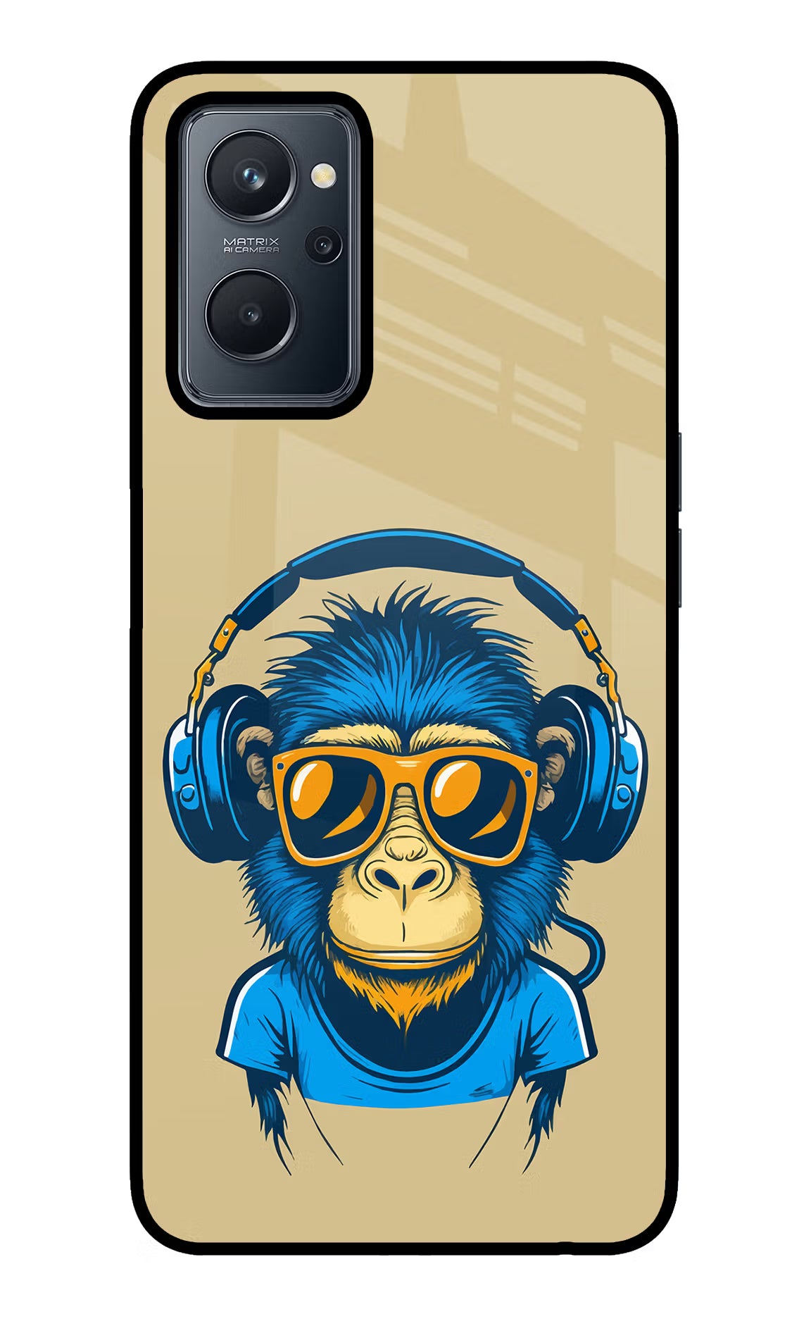 Monkey Headphone Realme 9i 4G Back Cover - Monkey Headphone Realme 9i 4G Glass Case Back Cover by Casekaro Monkey Headphone Realme 9i 4G Glass Case Back Cover by Casekaro